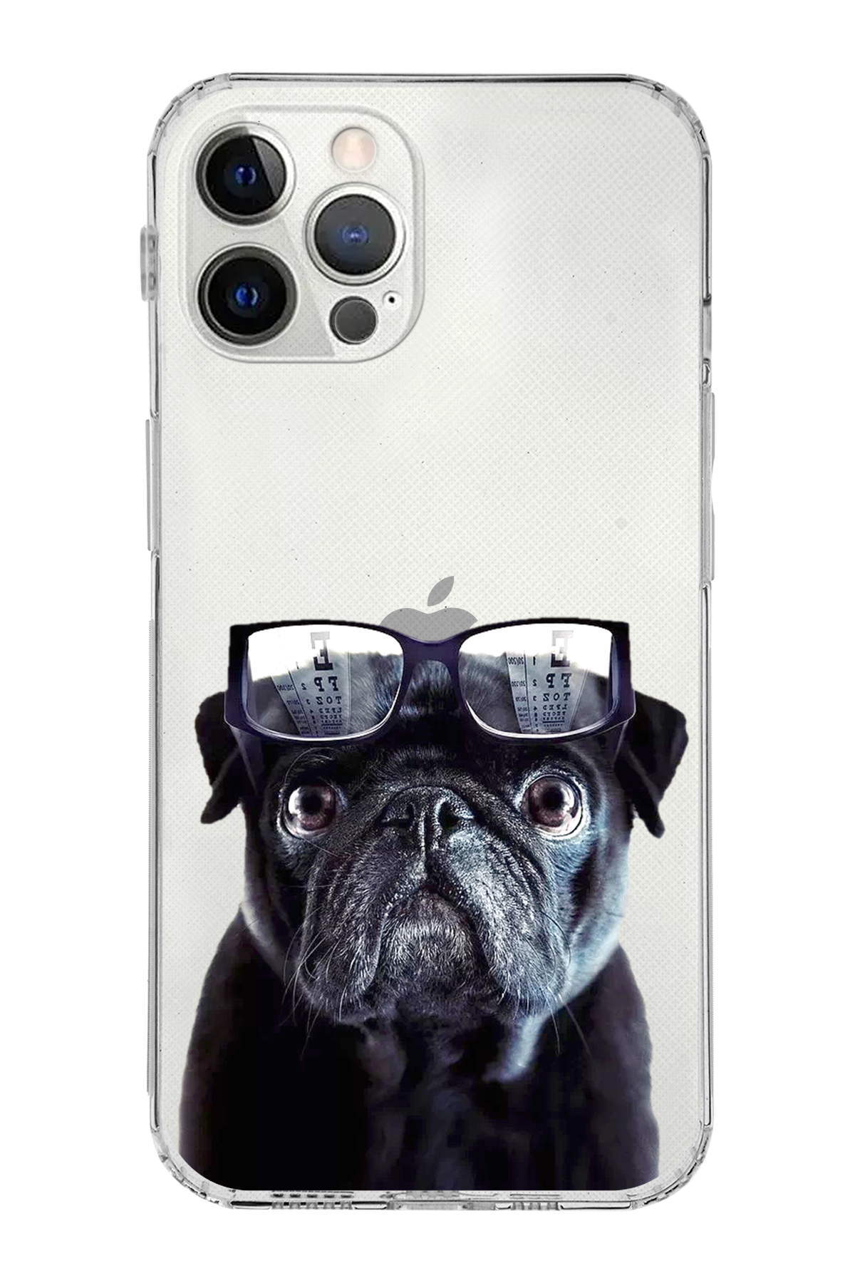 PrintiFy Apple iPhone 12 Pro Max ile Uyumlu Köpek 3 Kamera Korumalı Şeffaf Kılıf