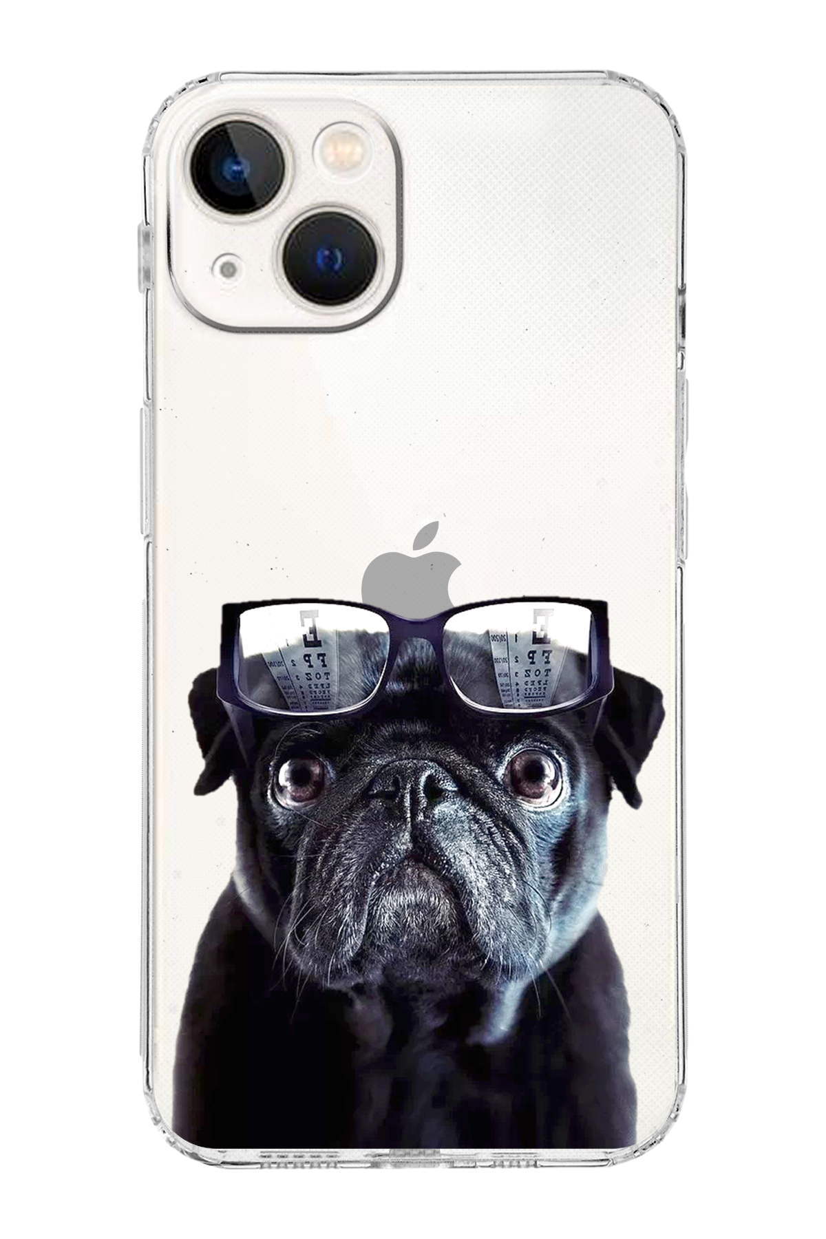 PrintiFy Apple iPhone 13 ile Uyumlu Köpek 3 Kamera Korumalı Şeffaf Kılıf