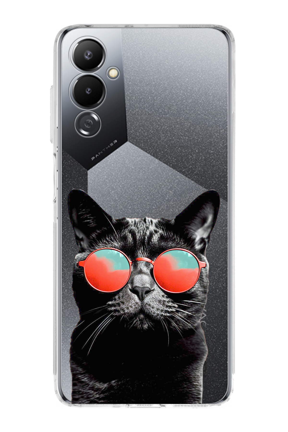 Tecno Pova 4 ile Uyumlu Kedi 3 Kamera Korumalı Şeffaf Kılıf