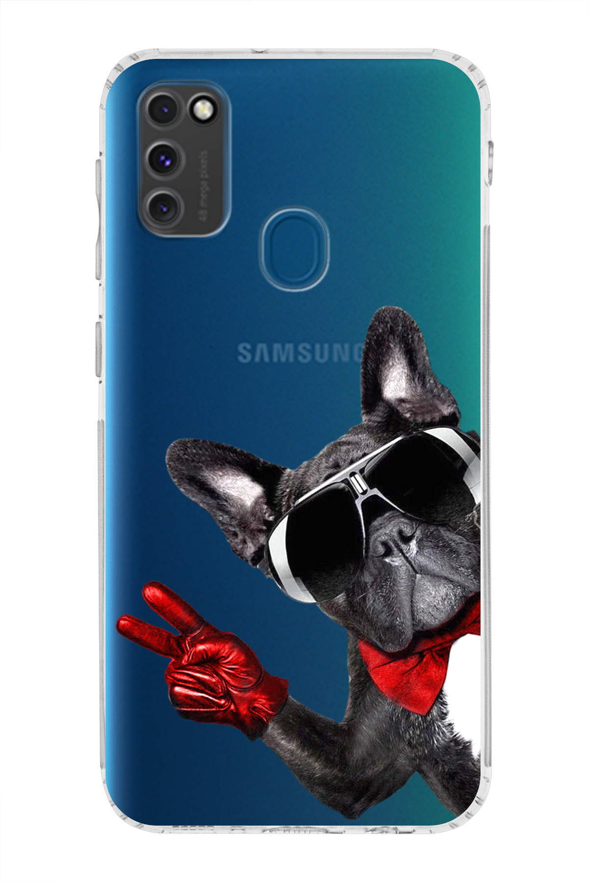 Galaxy M30S ile Uyumlu Köpek 2 Kamera Korumalı Şeffaf Kılıf