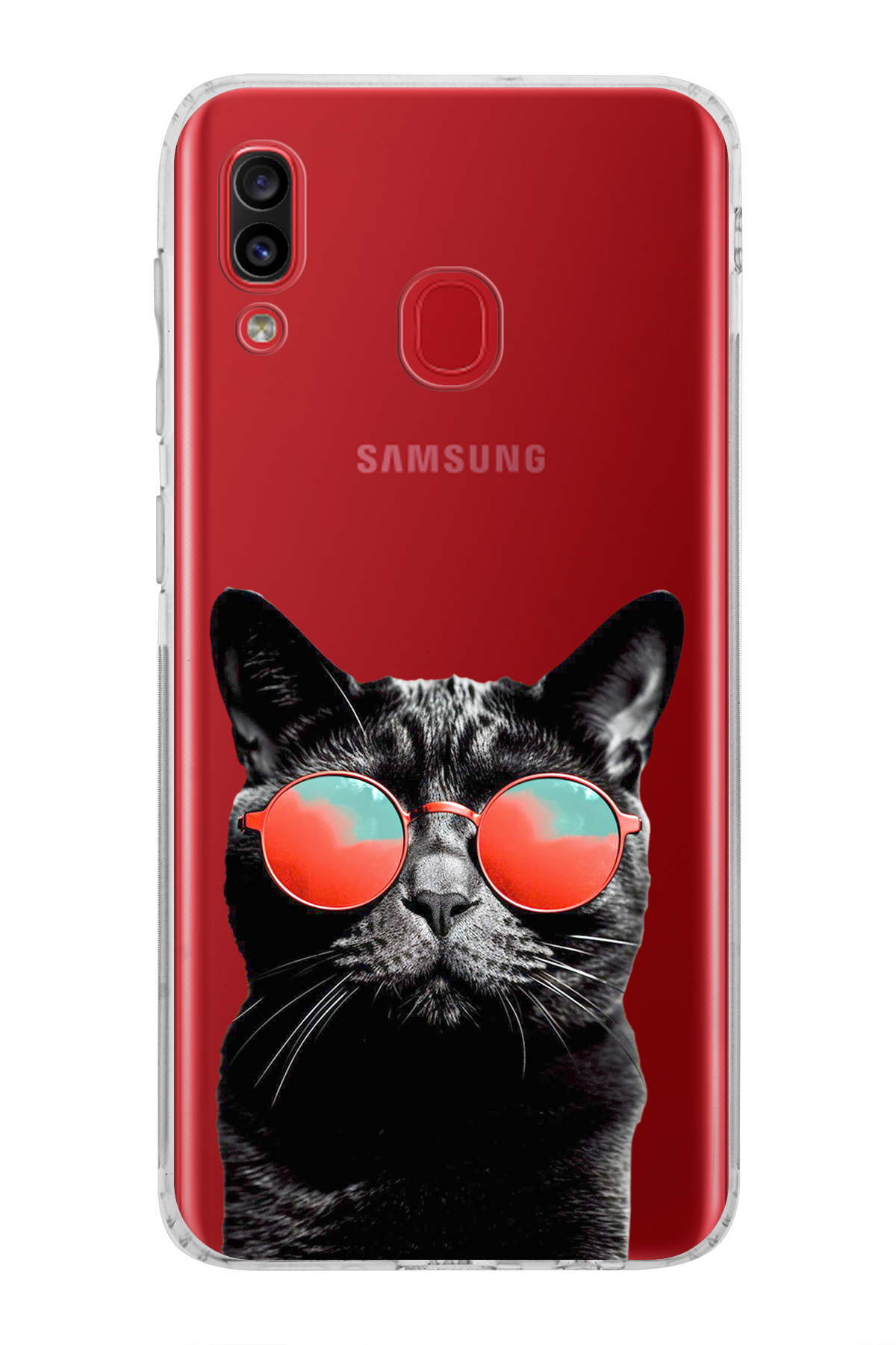 Samsung Galaxy A20 ile Uyumlu Kedi 3 Kamera Korumalı Şeffaf Kılıf