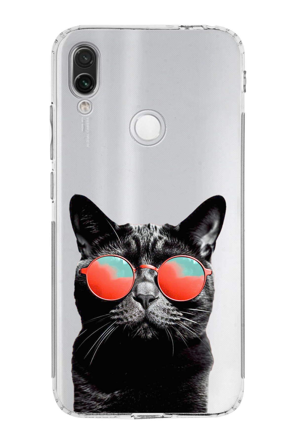 Xiaomi Redmi Note 7 Pro ile Uyumlu Kedi 3 Kamera Korumalı Şeffaf Kılıf