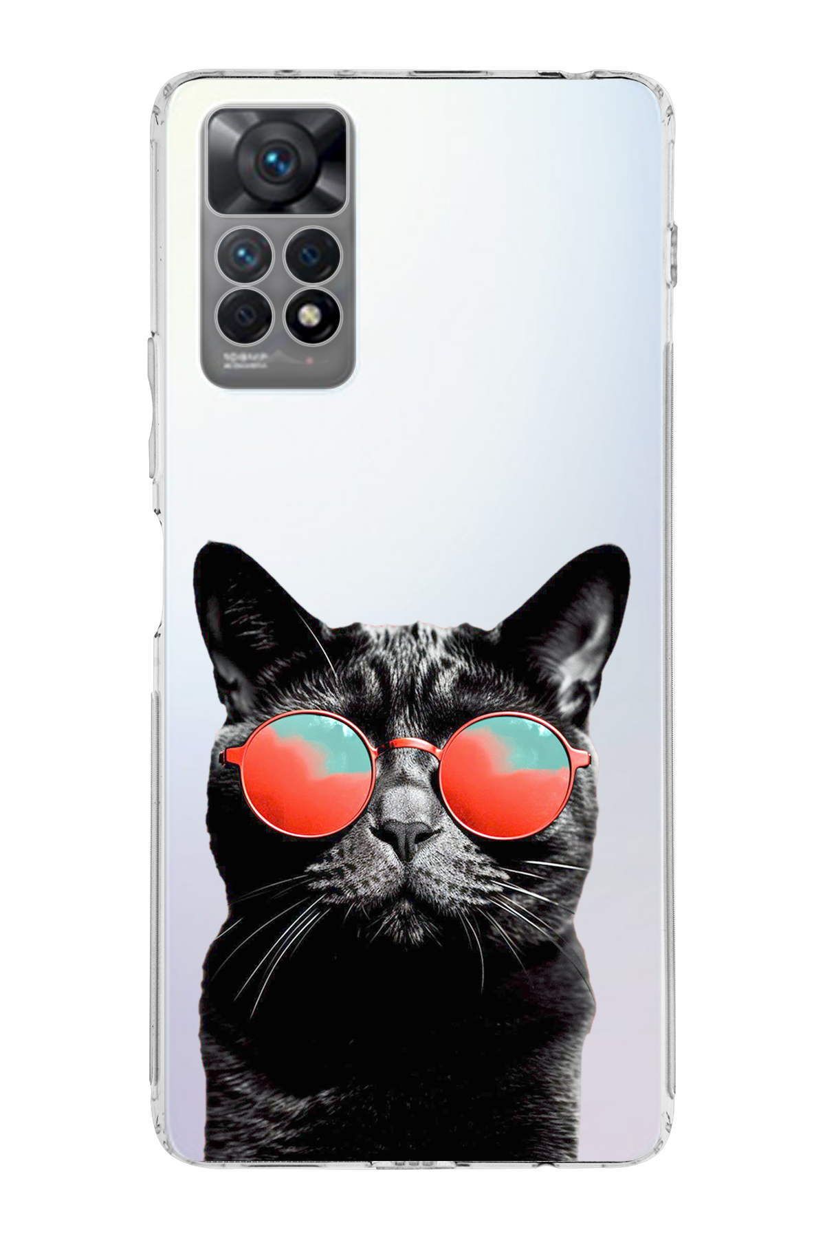 Redmi Note 11 ile Uyumlu Kedi 3 Kamera Korumalı Şeffaf Kılıf