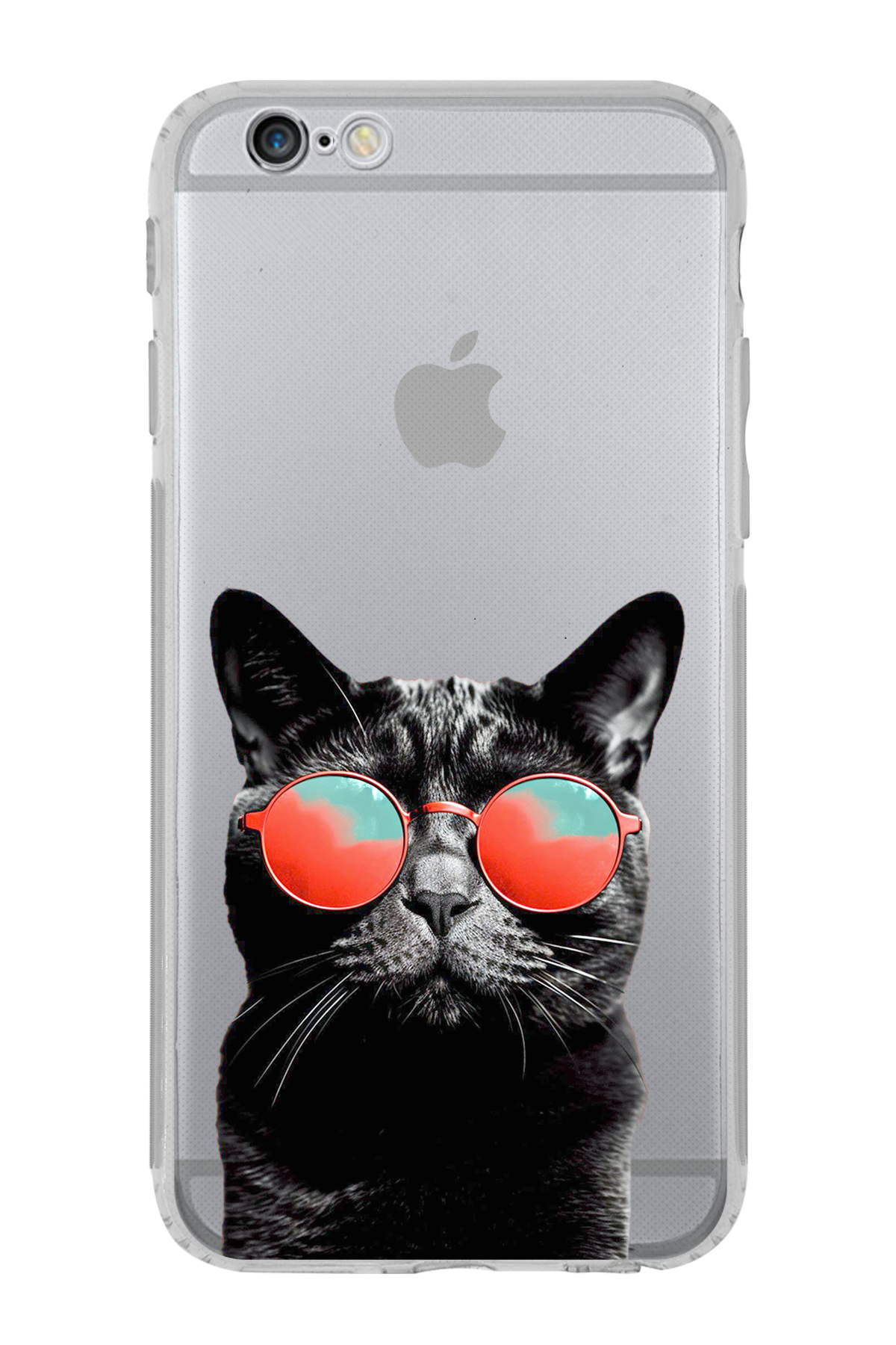 PrintiFy Apple iPhone 6 Plus ile Uyumlu Kedi 3 Kamera Korumalı Şeffaf Kılıf