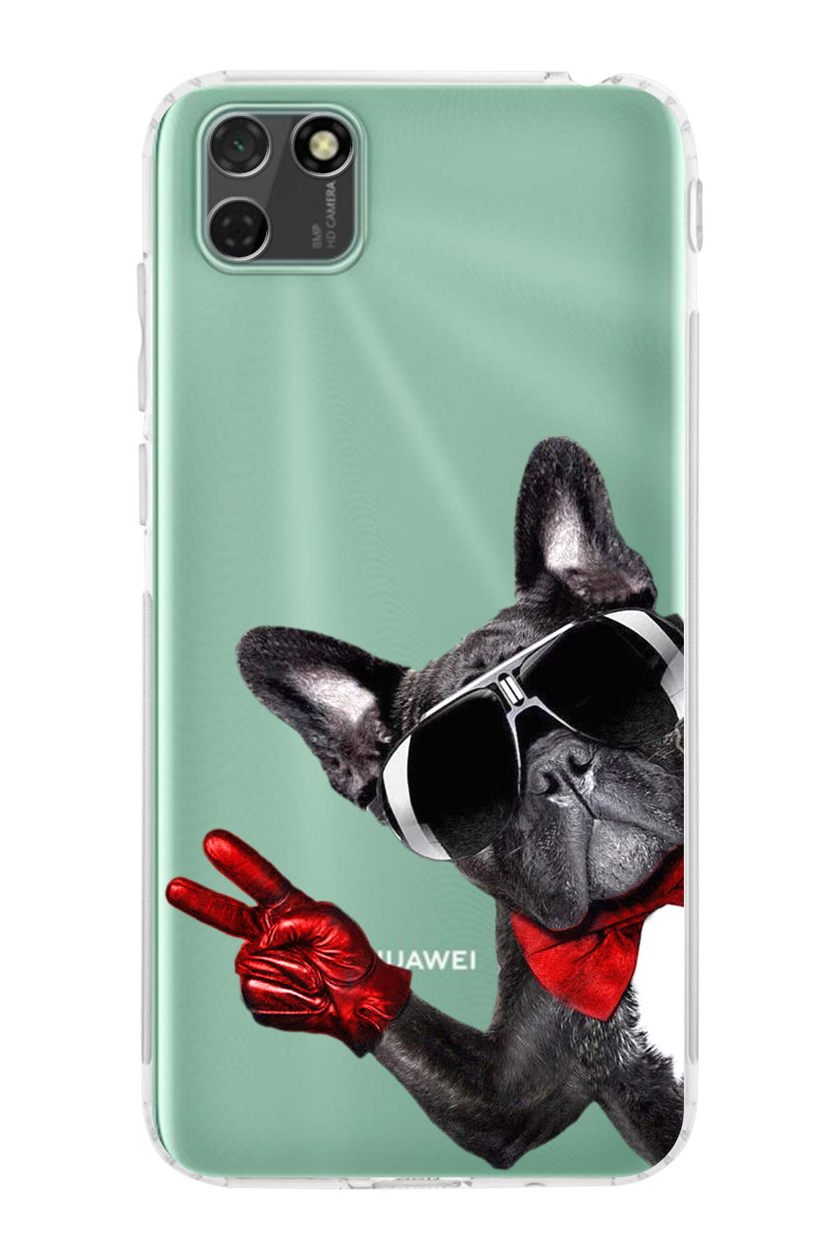 Huawei Y5P ile Uyumlu Köpek 2 Kamera Korumalı Şeffaf Kılıf