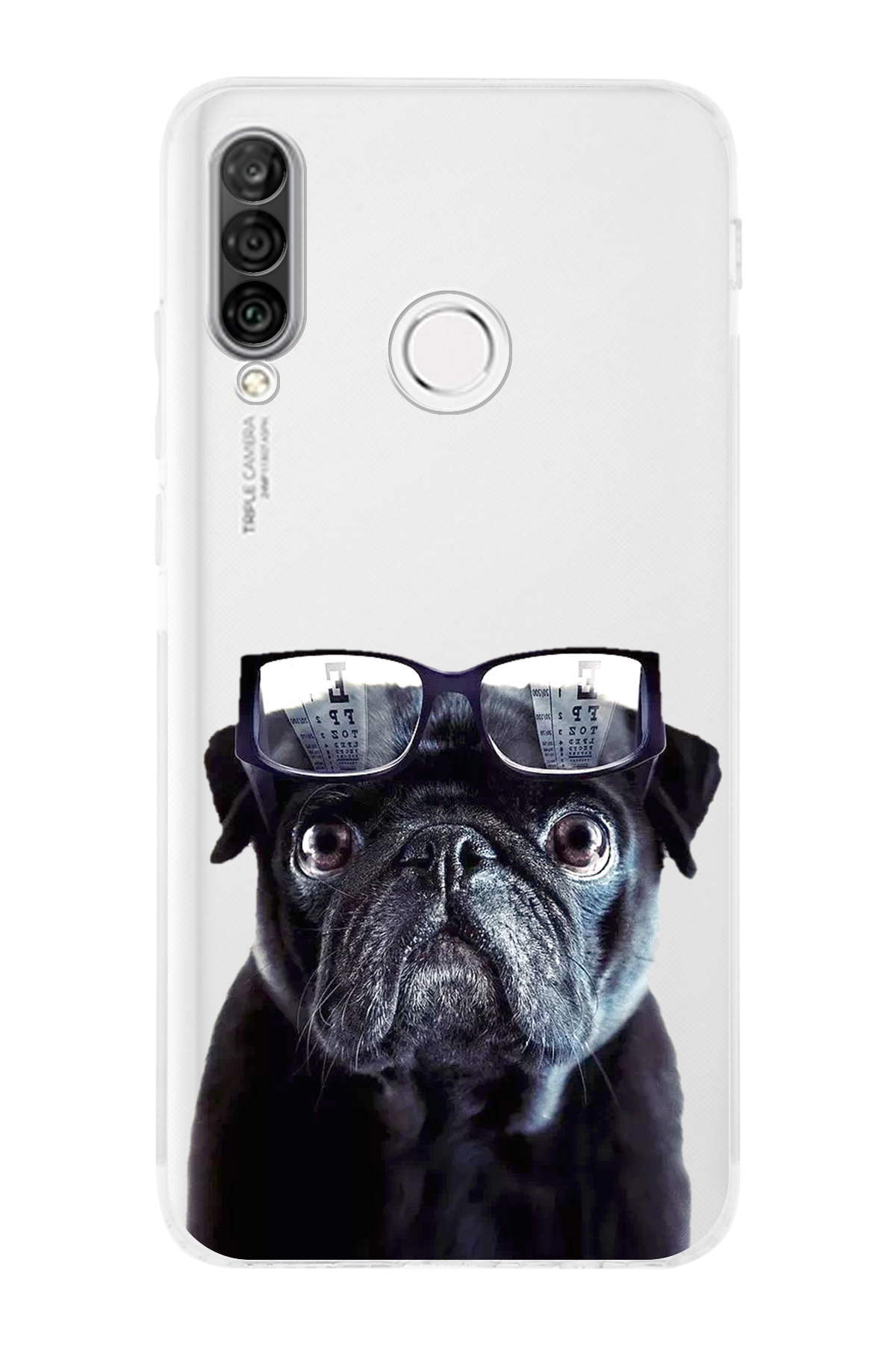 Huawei P30 Lite ile Uyumlu Köpek 3 Kamera Korumalı Şeffaf Kılıf