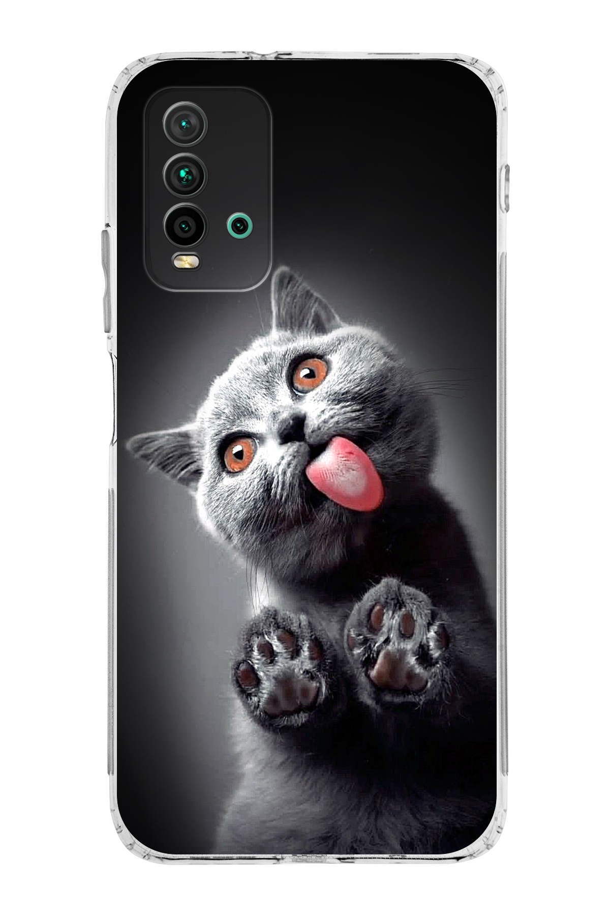 Xiaomi Redmi 9T ile Uyumlu Kedi 2 Kamera Korumalı Şeffaf Kılıf