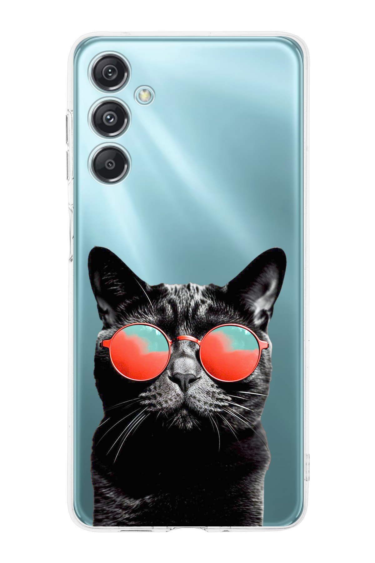 Samsung Galaxy M34 5G ile Uyumlu Kedi 3 Kamera Korumalı Şeffaf Kılıf