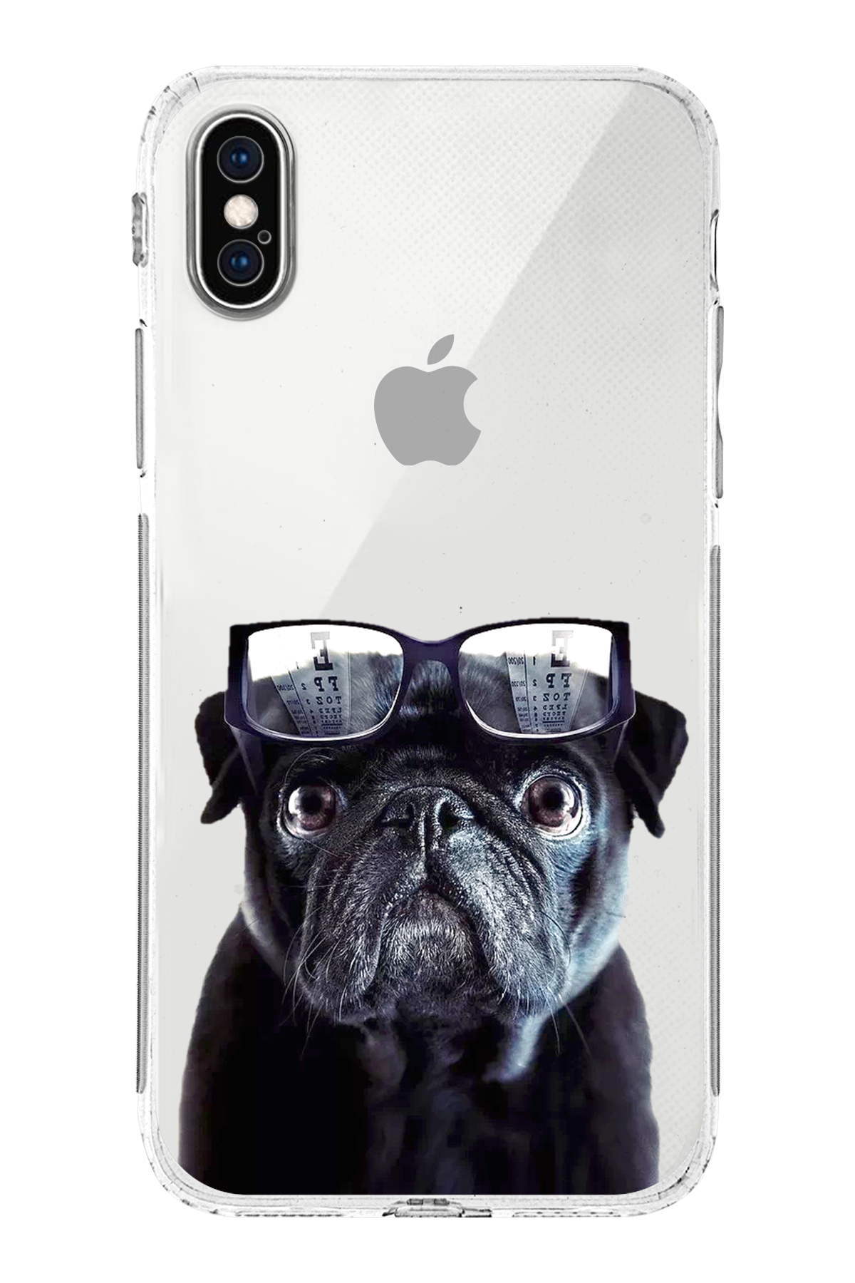 PrintiFy Apple iPhone X ile Uyumlu Köpek 3 Kamera Korumalı Şeffaf Kılıf