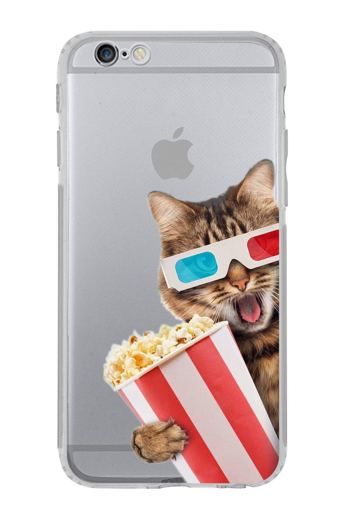 PrintiFy Apple iPhone 6S ile Uyumlu Kedi 1 Kamera Korumalı Şeffaf Kılıf