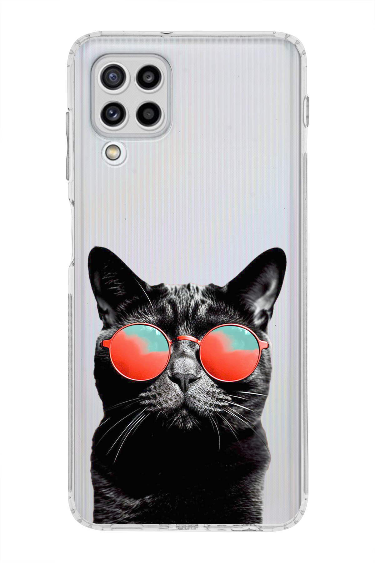 Samsung Galaxy M32 ile Uyumlu Kedi 3 Kamera Korumalı Şeffaf Kılıf