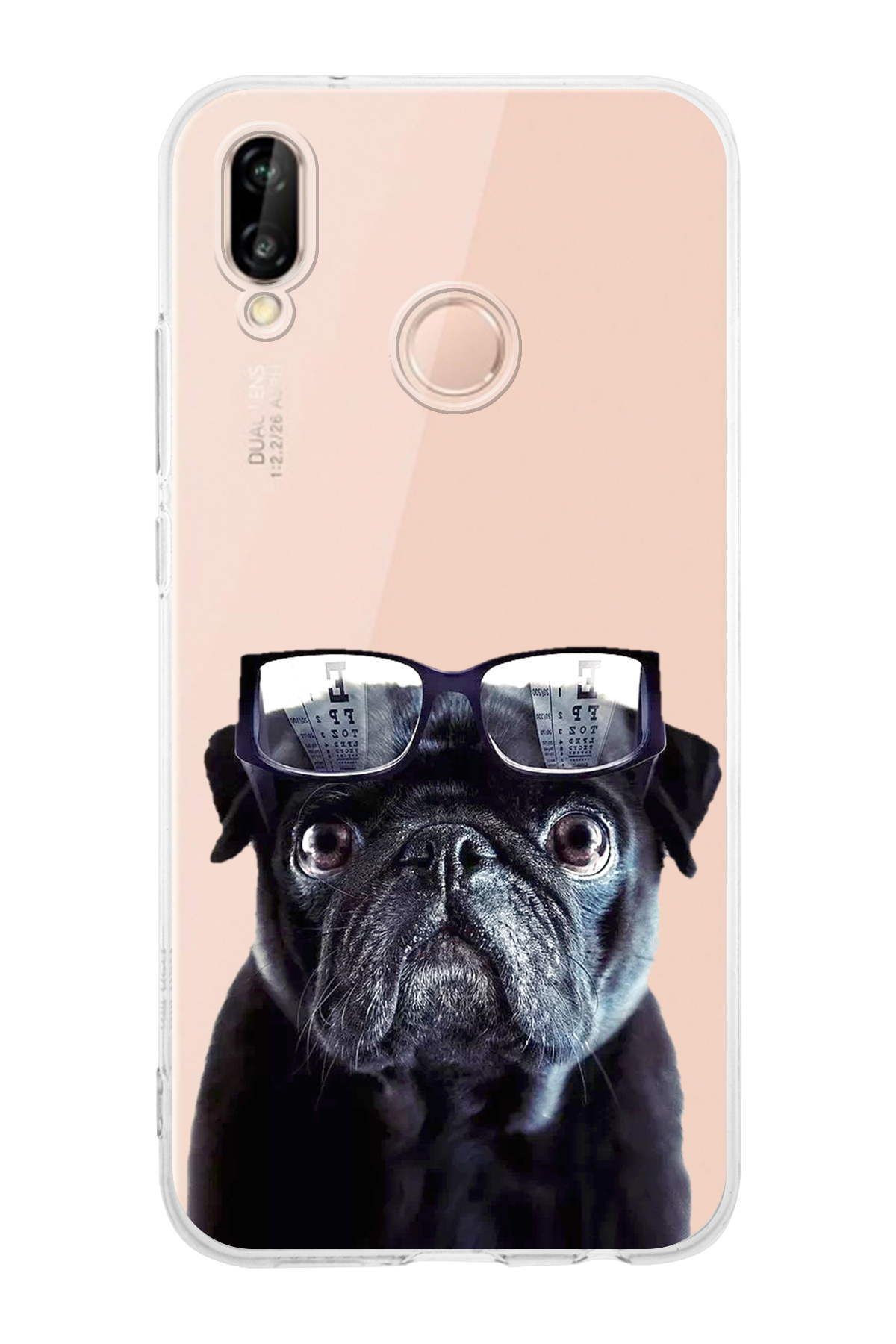 Huawei P20 Lite ile Uyumlu Köpek 3 Kamera Korumalı Şeffaf Kılıf