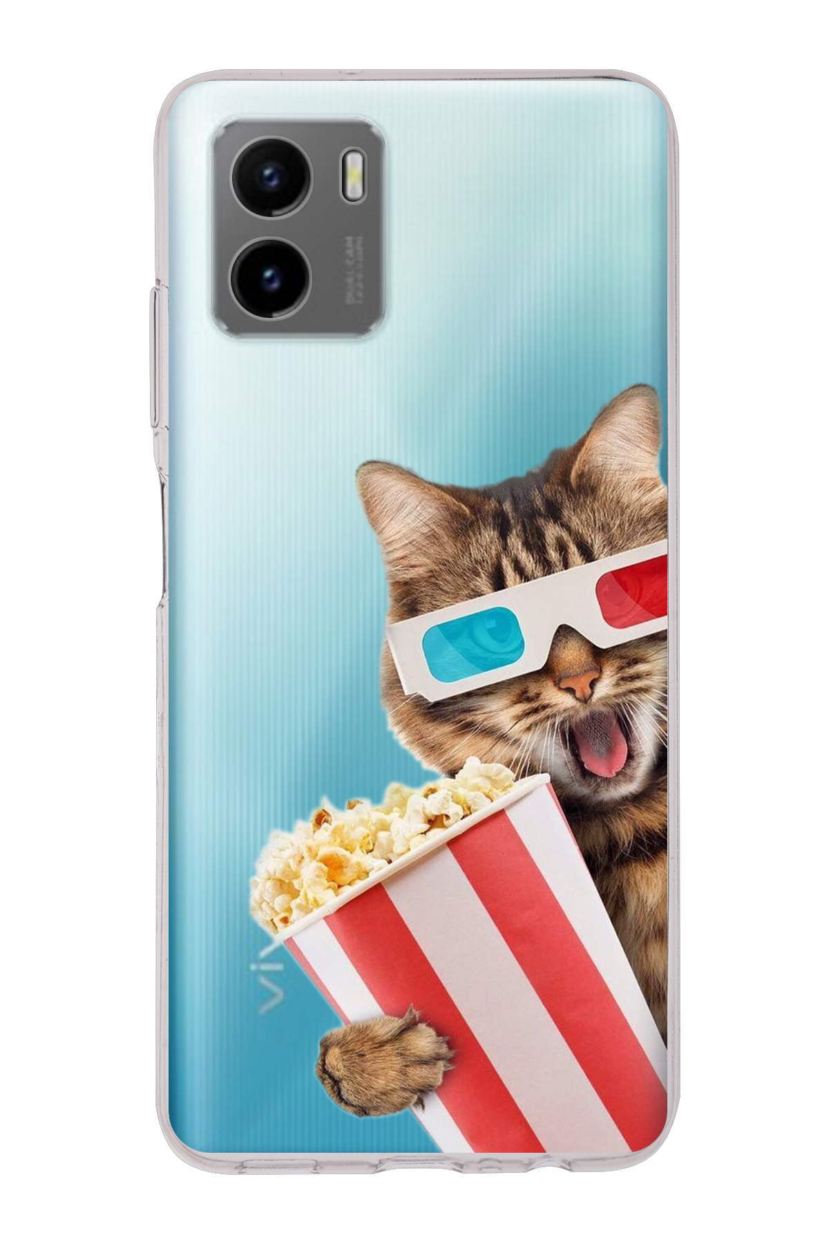 Vivo Y15S ile Uyumlu Kedi 1 Kamera Korumalı Şeffaf Kılıf
