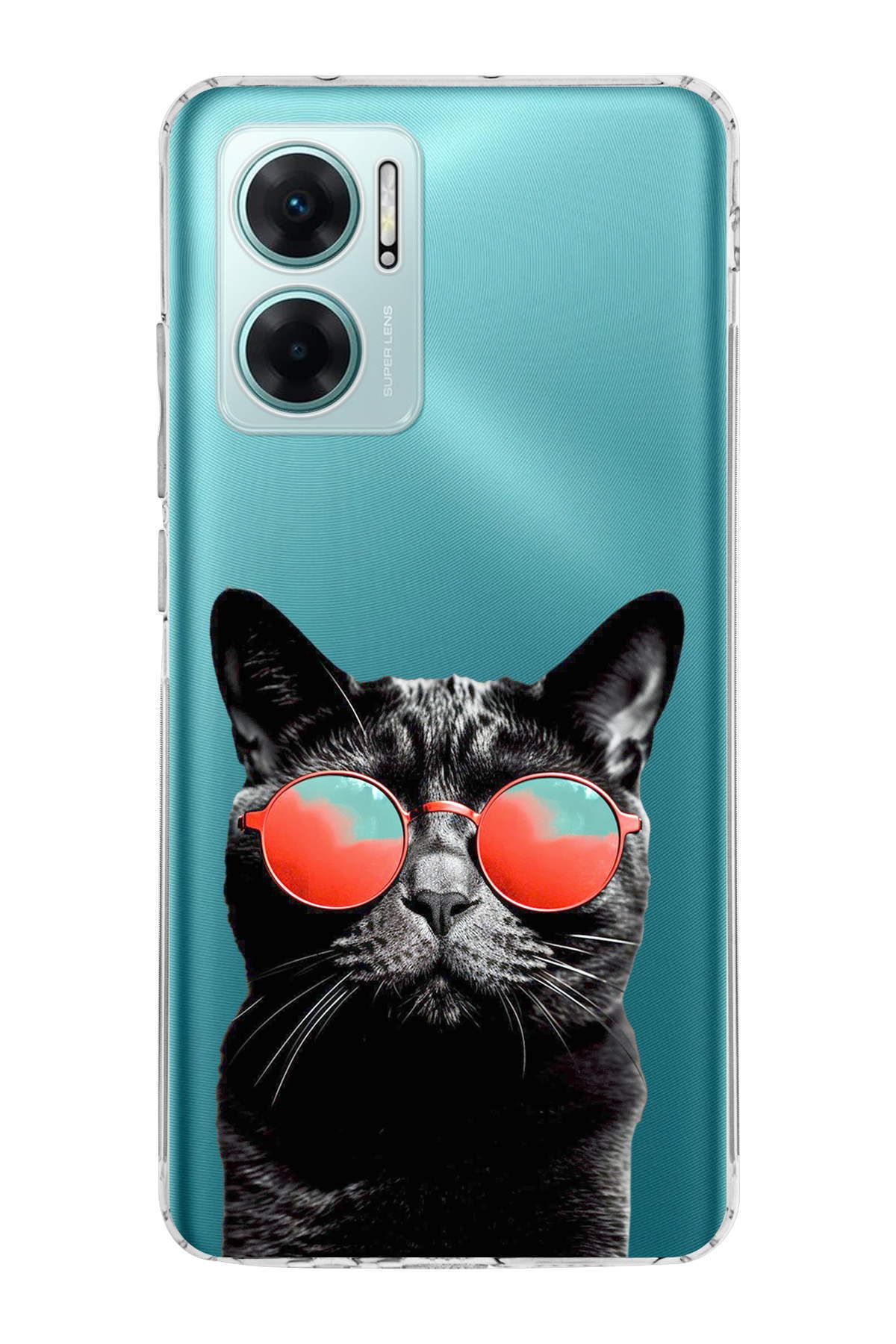 Xiaomi Redmi Note 11E ile Uyumlu Kedi 3 Kamera Korumalı Şeffaf Kılıf