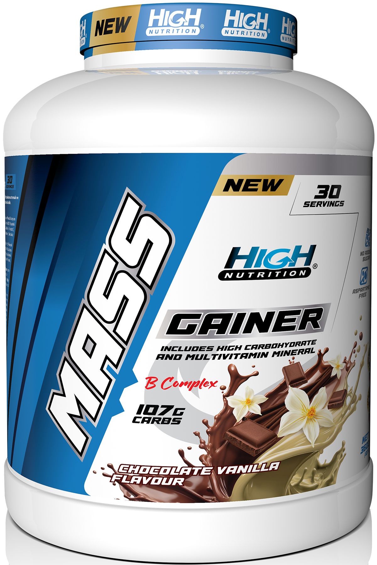 High Nutrition Mass Gainer 3600 Gr Çikolata Vanilya Aromalı Kilo Almaya Yardımcı Hacim Kütle Kas Karbonhidrat Tozu