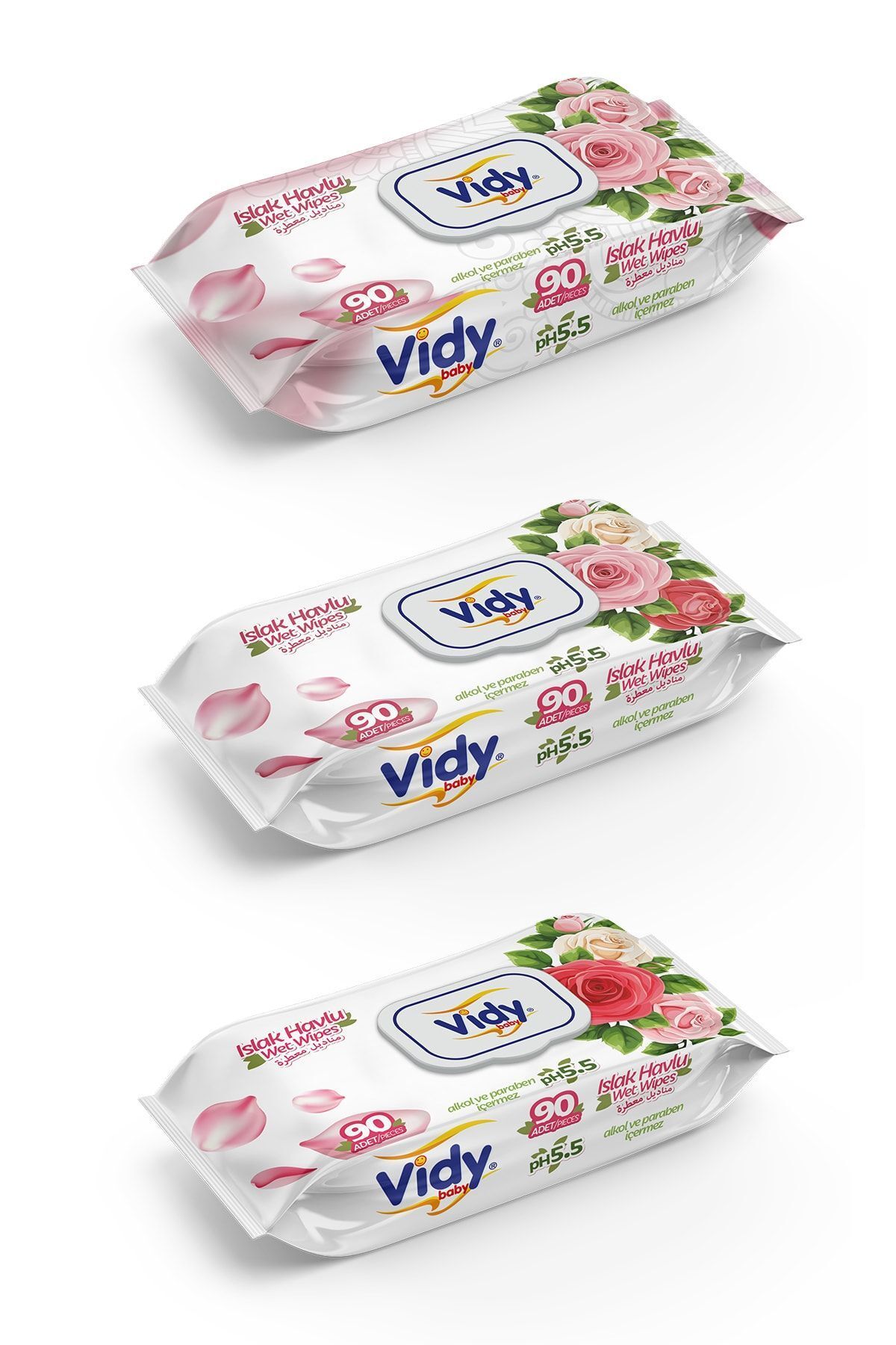 Vidy Rose - Gül Kokulu Islak Havlu 90×12 Paket ( 1080 Yaprak )