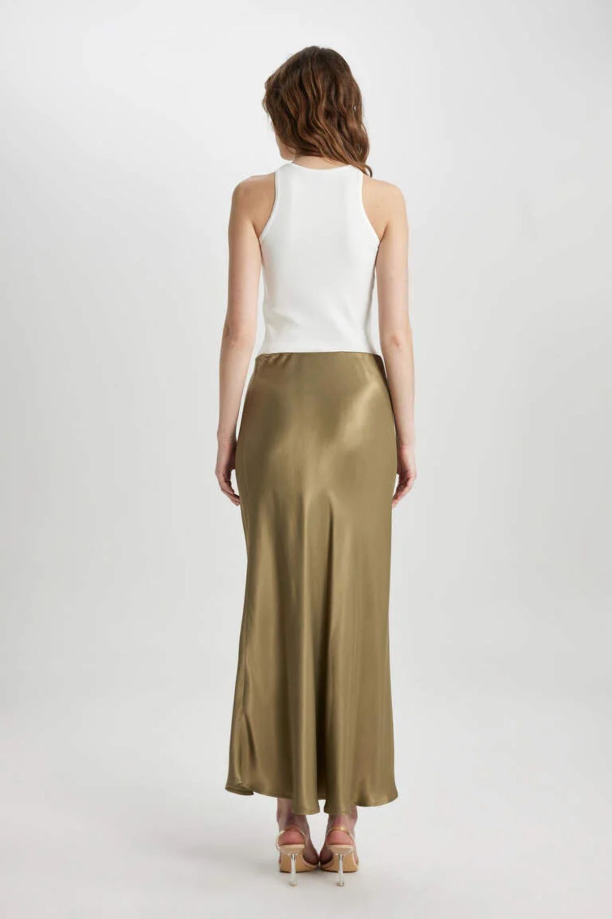 DeFacto-A-line Regular Waist Satin Midi Skirt B1867ax24sp 5