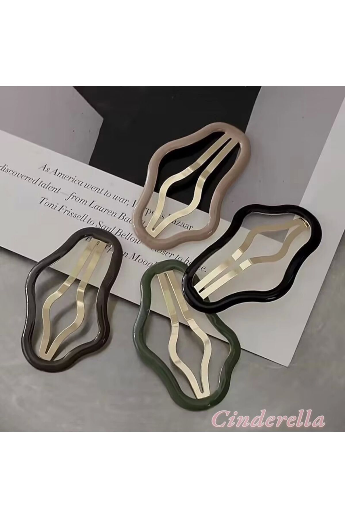 Cinderella 2'li Kadın Moda Çıtçıtlı Metal Yan Saç Tokası 7cm Siyah - Yeni Sezon Yan Çıt Çıt Toka görsel 4