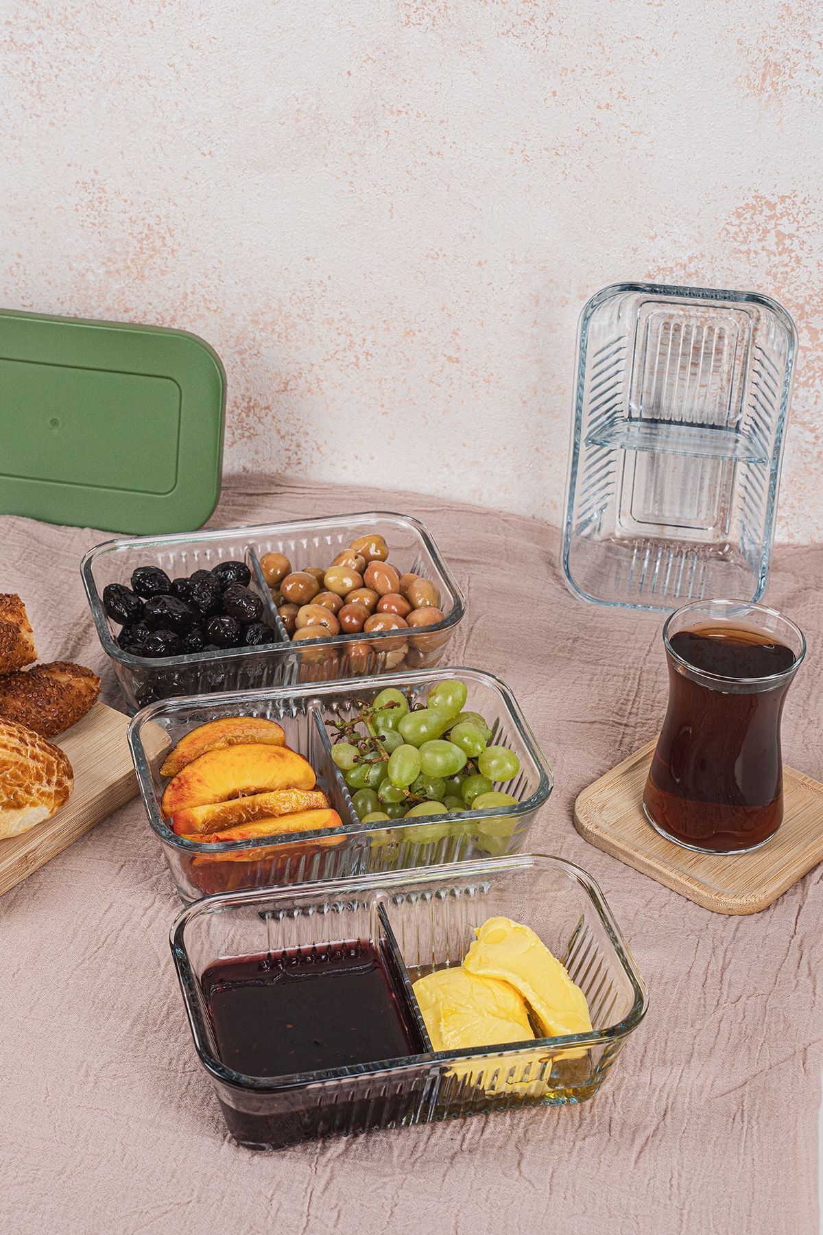 Fhilli-Frigo 2 Compartments - Breakfast Butter, Glass Storage Container with Leak Proof Lid 5