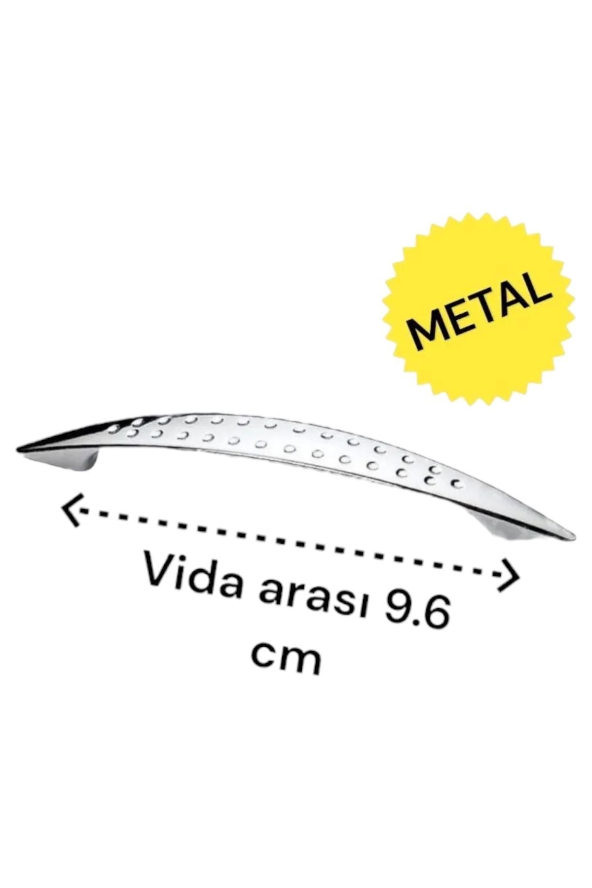 İNTERİO Mobilya Dolap Çekmece Kulp Noktalı 96mm Parlak Krom Renk