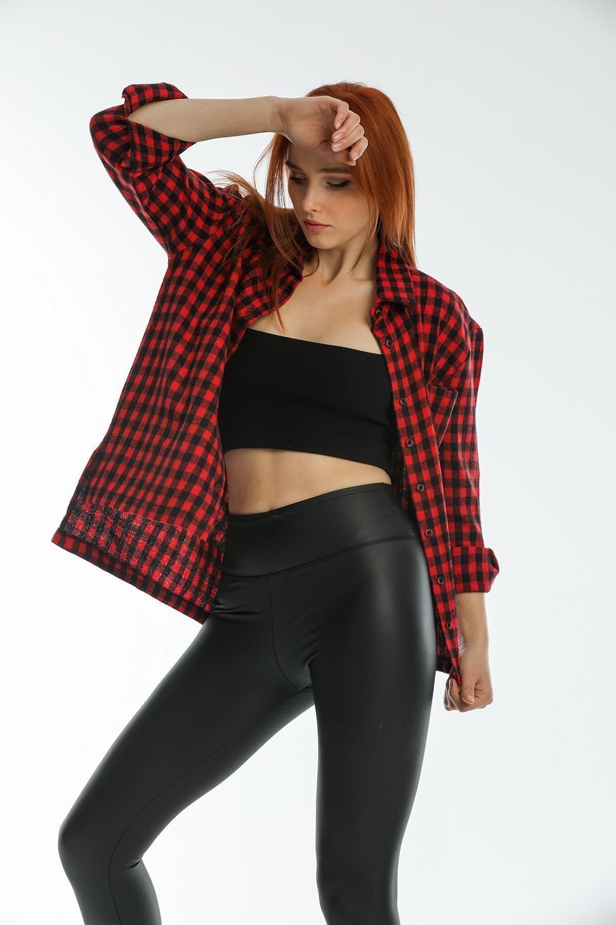 Domoda-Fekete magas derekú matt műbőr leggings polárral 3