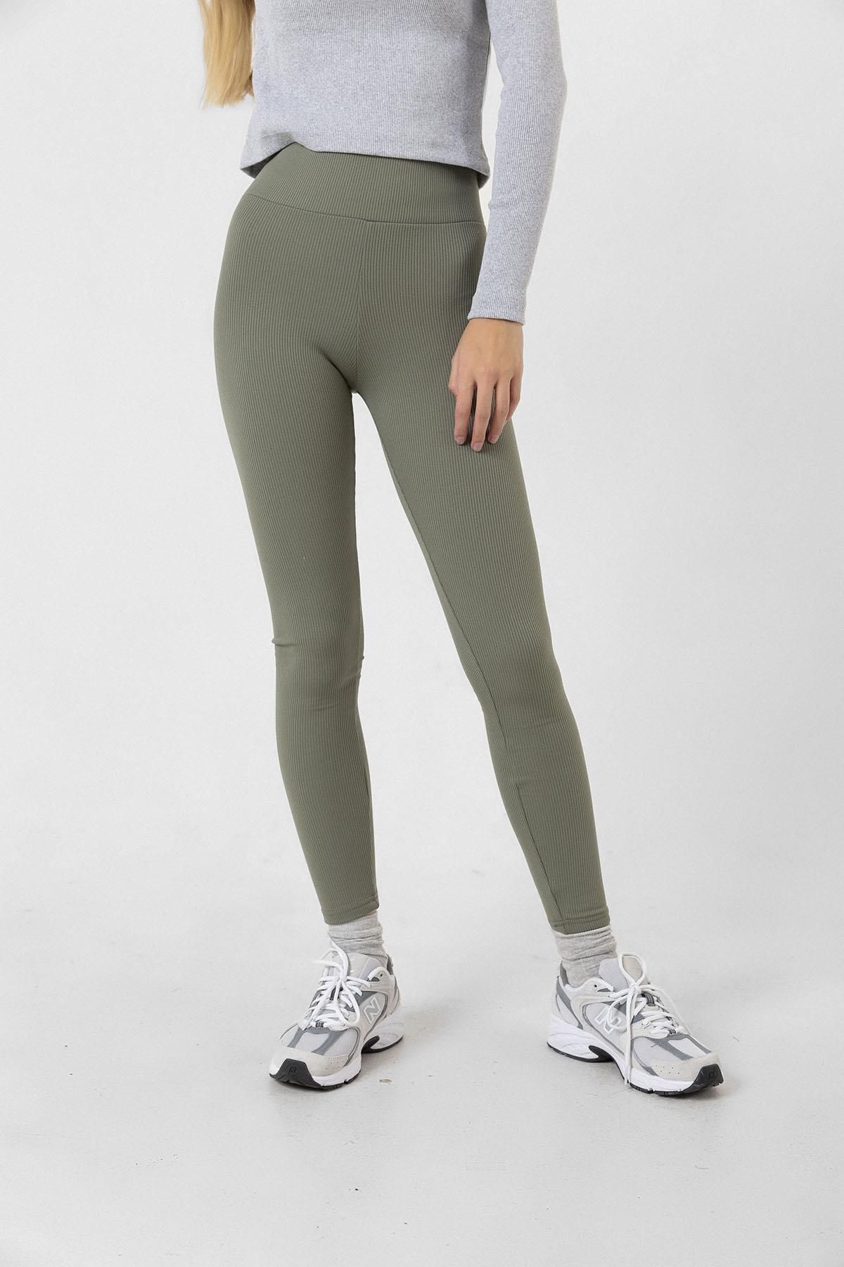 Domoda-Innenseite aus mintfarbenem Fleece, elastisch, erhöht, gerippt, Interlock-Winterstrick-Leggings mit Raffung @verona 7