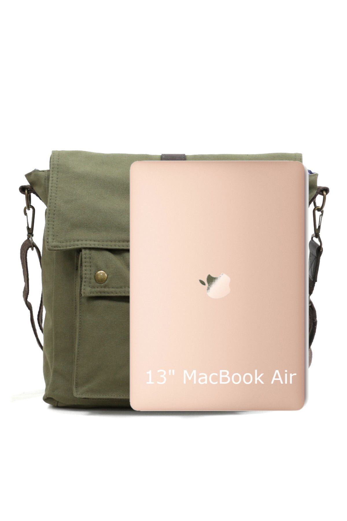 Old Cotton-7170 Branco Canvas Shoulder Khaki Postman Laptop Cross Document Notebook Tablet Bag 6