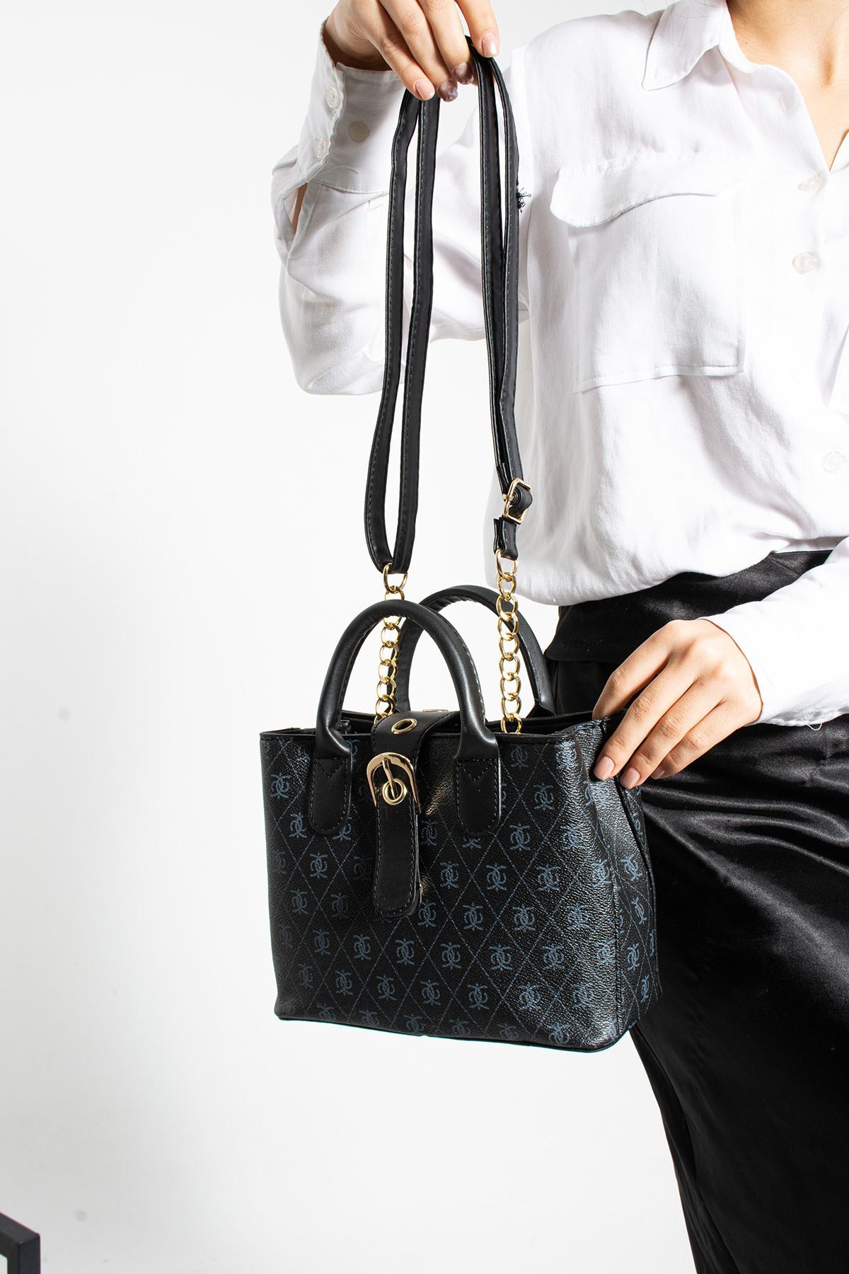 Rosmod Dámská černá kožená taška na rameno a ruku se vzorem Venus, zapínání na zip, kabelka do ruky a přes rameno