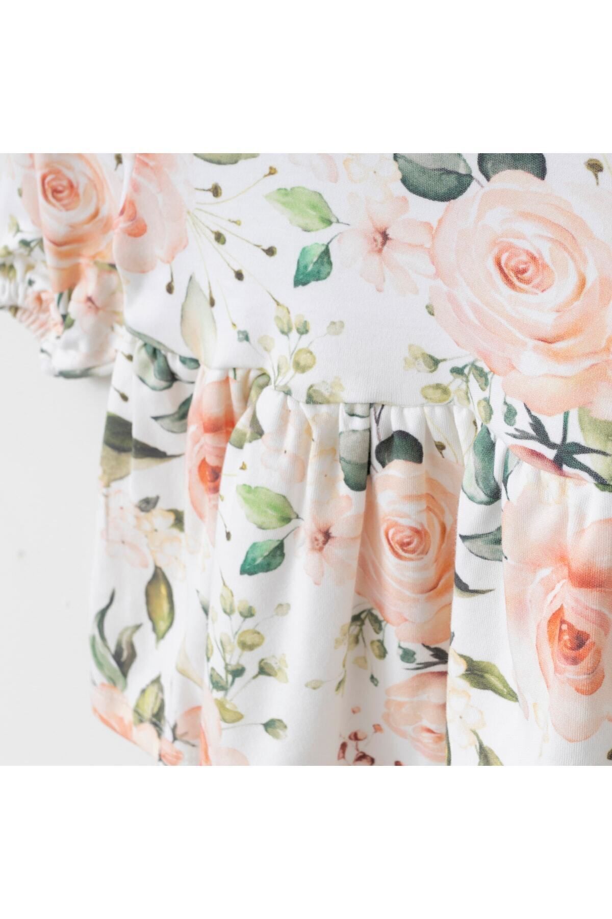 Minimus Yenidoğan Rose Candy Kız Bebek Pamuklu Bandanalı Elbise Seti Ekru Kız Bebek Takım Elbise Set fotoğrafı 2 (önizleme)