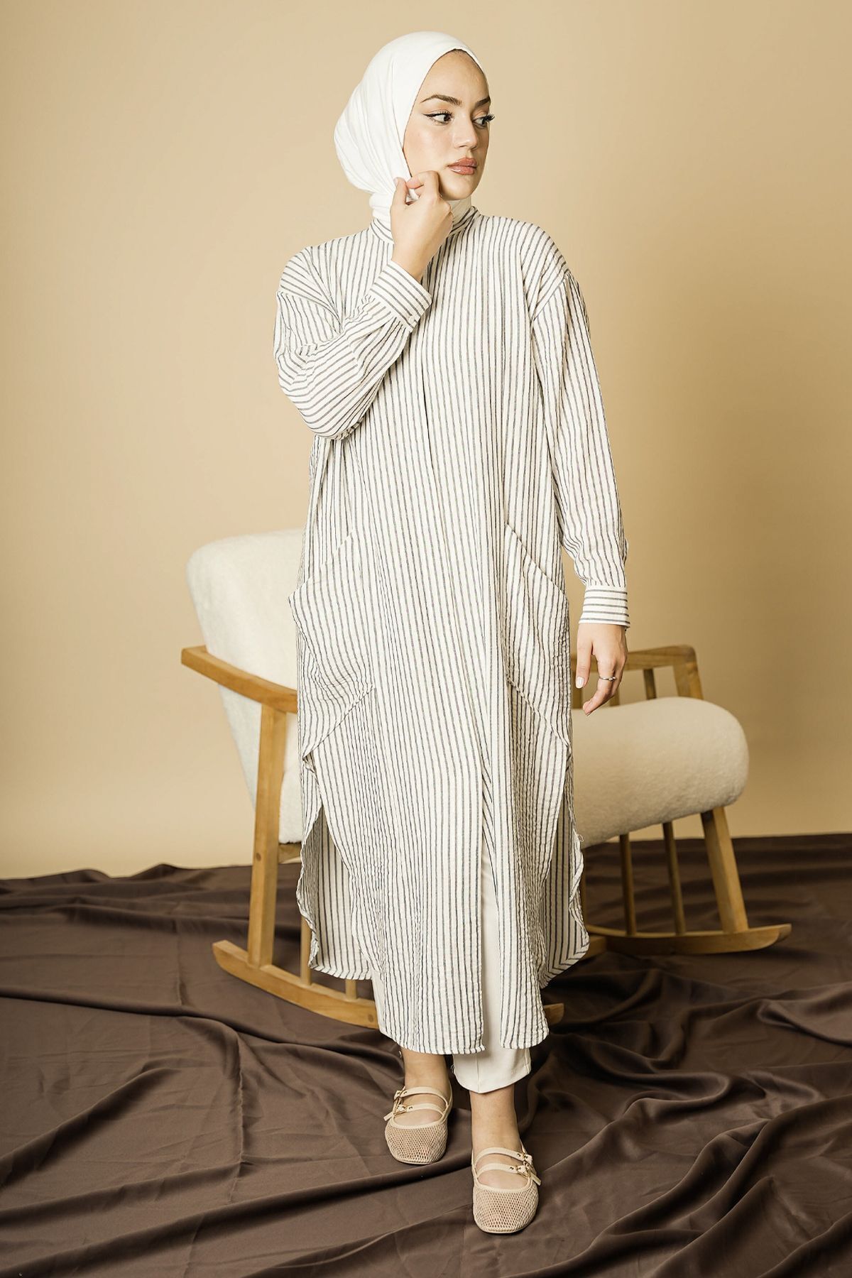 KAIZENMODA-Striped Hijab Tunic 5