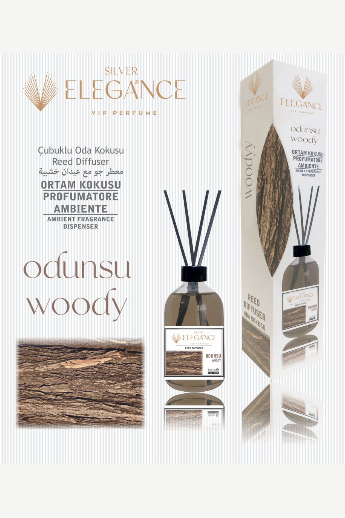Odunsu Reed Diffuser Bambu Çubuklu Oda Kokusu (110 ML).