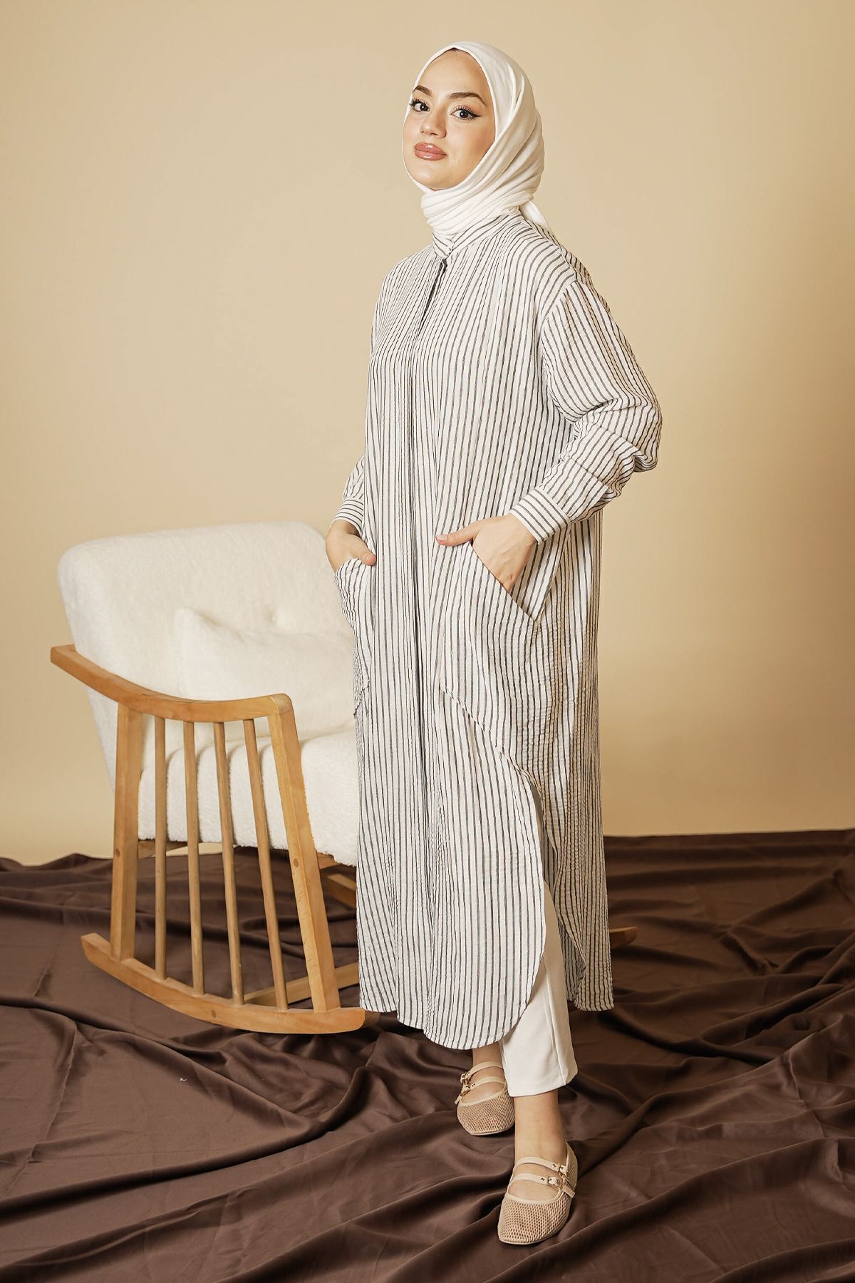 KAIZENMODA-Striped Hijab Tunic 6