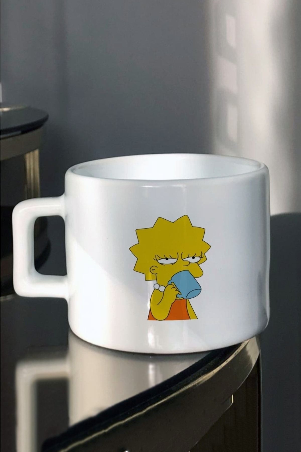 Hediyexpres-Lisa Simpson Drinking Coffee Printed Tea-Coffee Cup 1