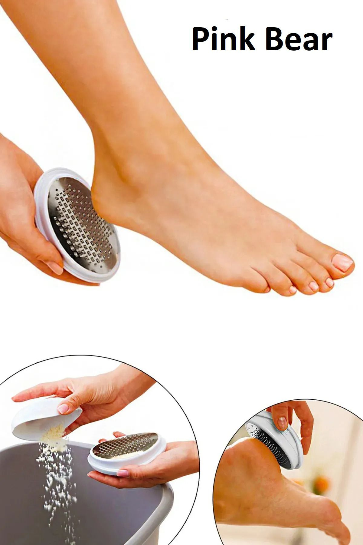 Pink Bear Topuk Nasır Temizleme Bakımı Ayak Bakım Törpüsü Kutulu Ayak Rendesi