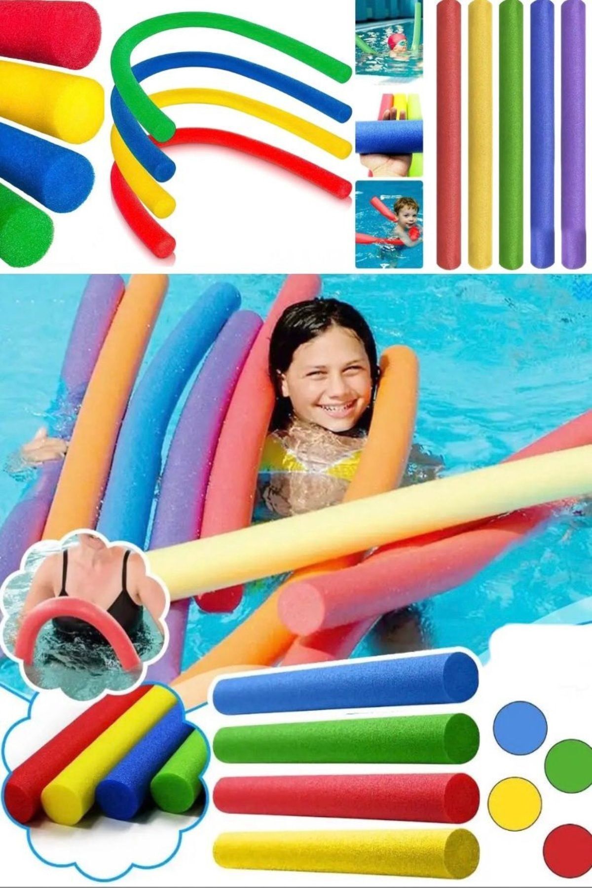 Utelips-Foam Sticks Floating Foam Sticks For Swimming Sea Pool Non-Sinking Soft Practical Learning Sticks 4