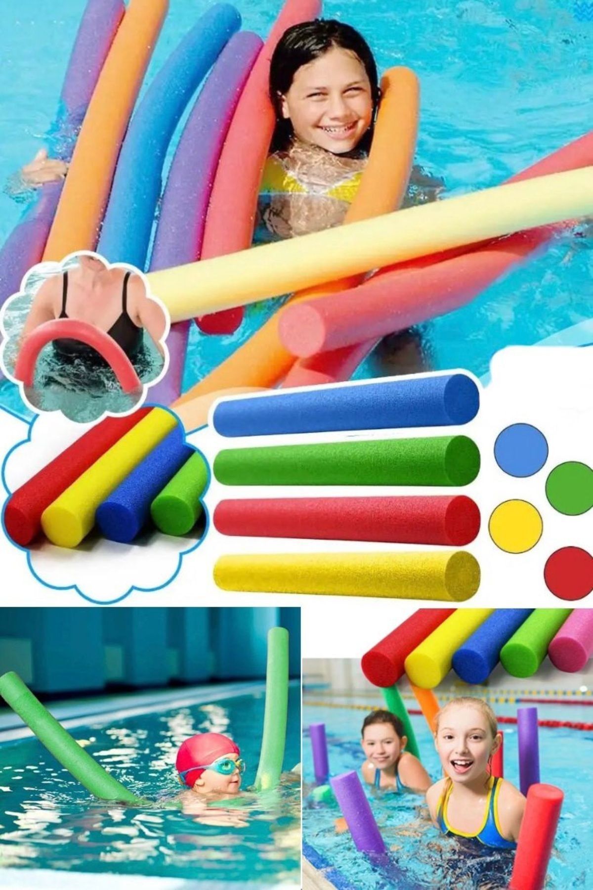 Utelips-Foam Sticks Floating Foam Sticks For Swimming Sea Pool Non-Sinking Soft Practical Learning Sticks 3