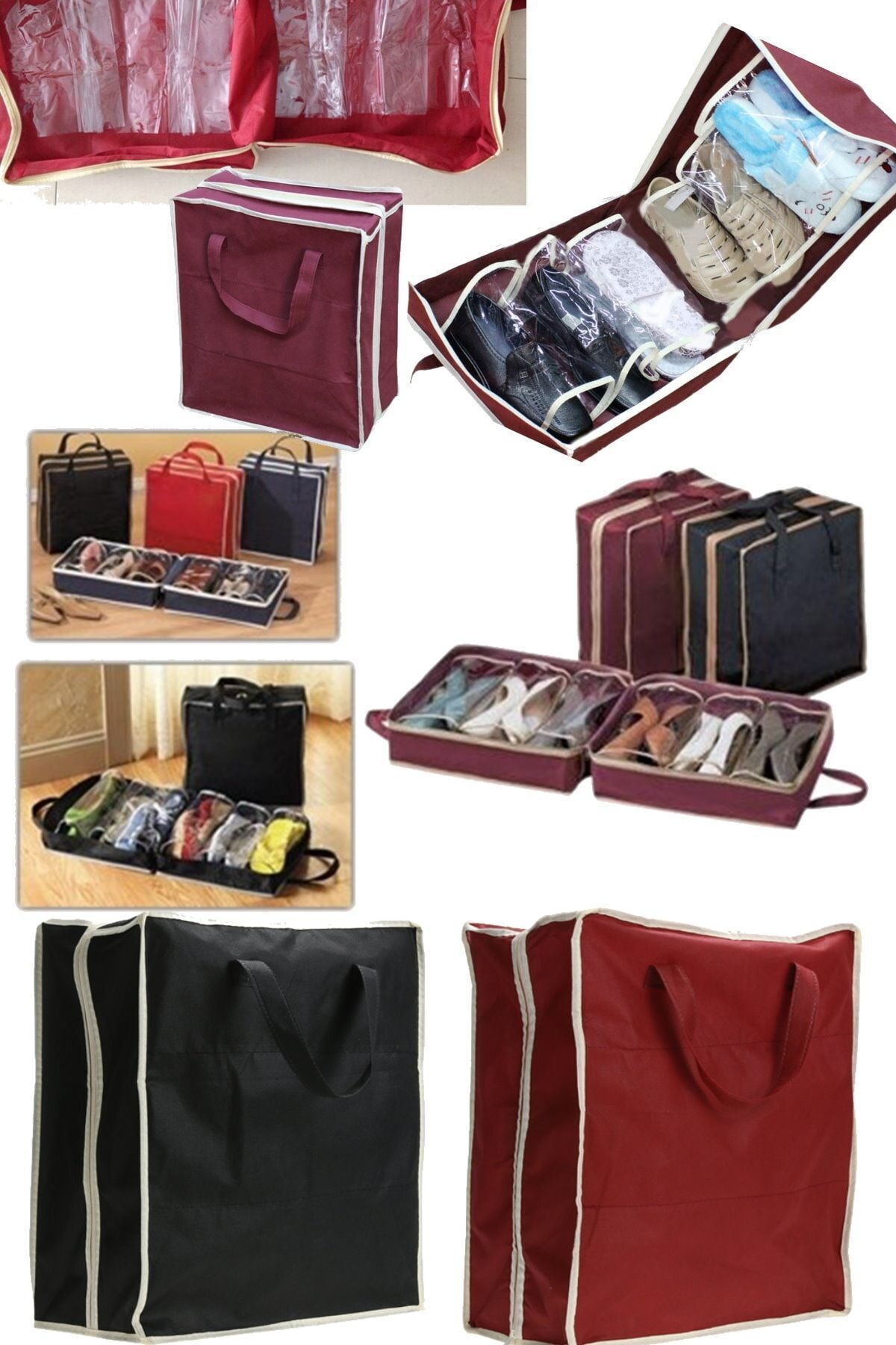 Utelips-6 Pairs of Storage Totes for All Shoes Zippered Practical Shoe Storage Suitcase Bag Storage 7