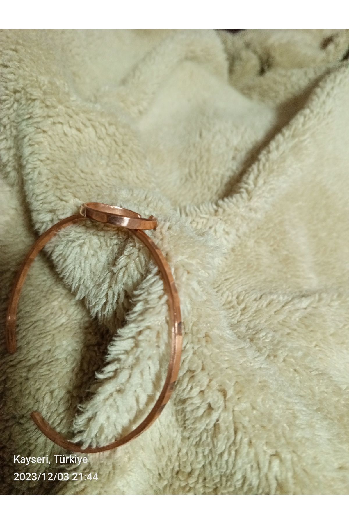 COPPERMS-Women's Copper Forged Thin Ring And Bracelet Handmade Mini Set 2