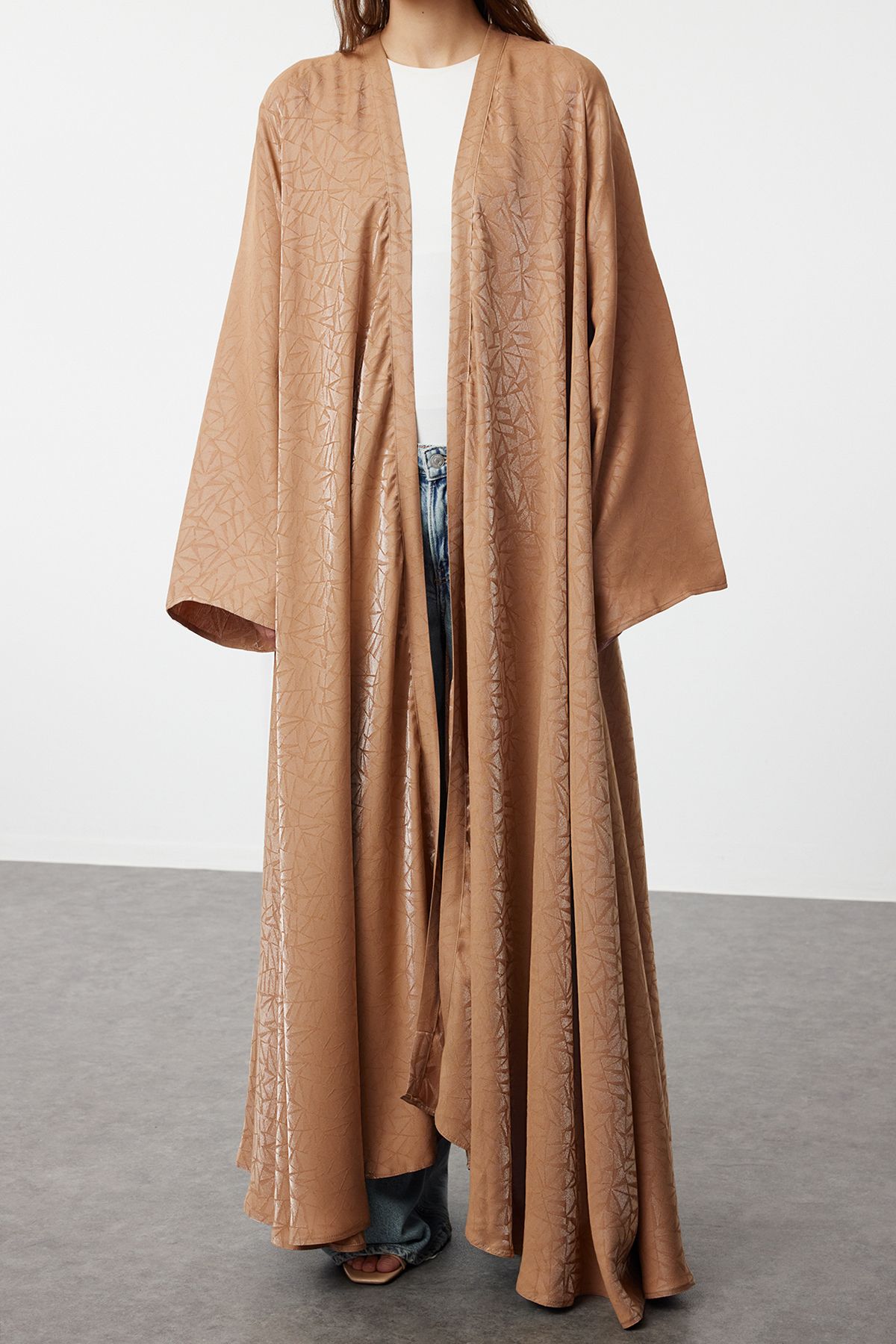 Trendyol Modest-Camel Patterned Woven Cap - Ferace/Abaya TCTSS24KF00045 4
