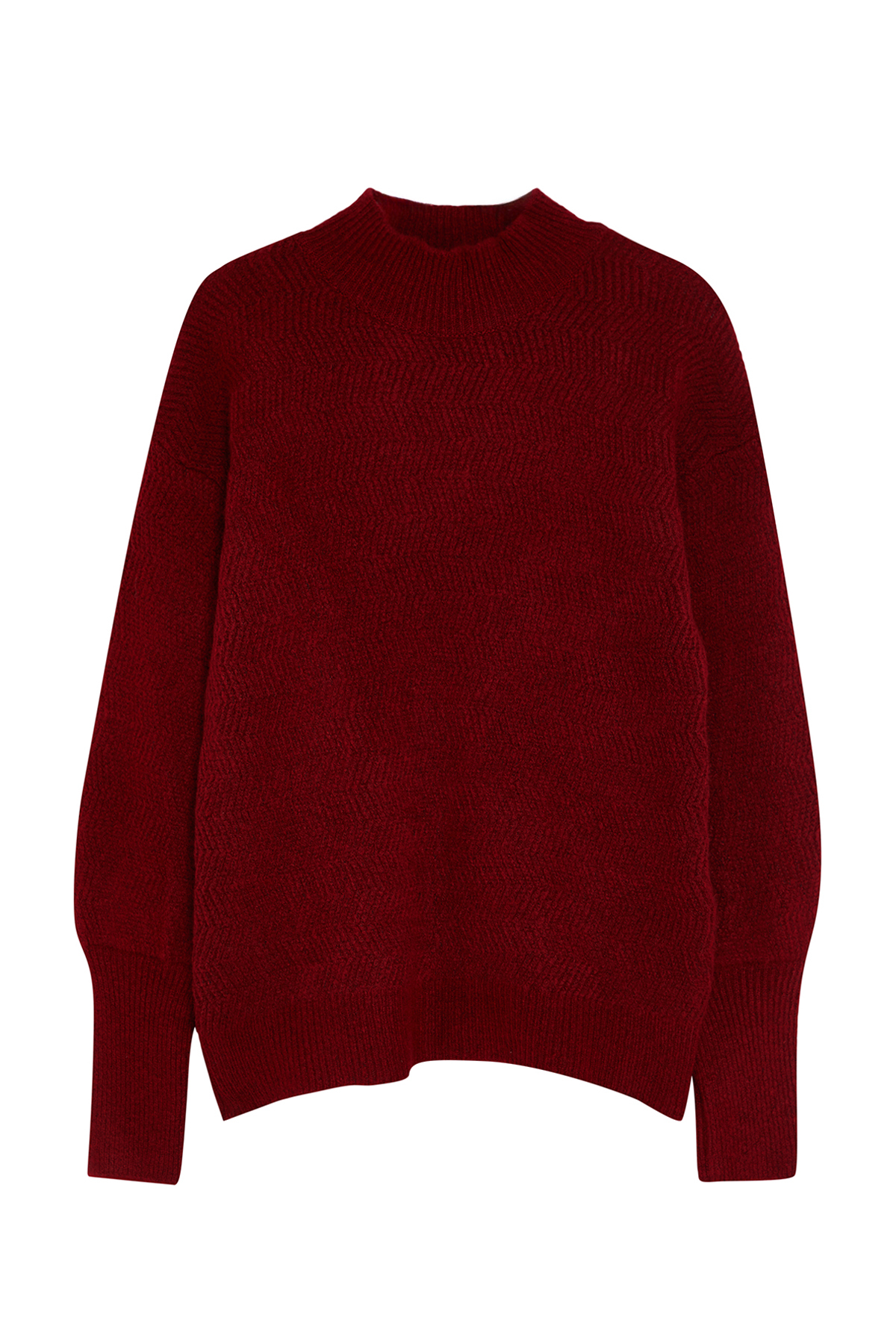 Trendyolmilla  Bordo Yumuşak Dokulu Kol Detaylı Triko Kazak TWOAW21KZ0204 - Görsel 6