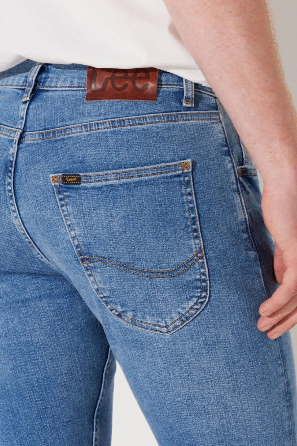 شلوار جین آبی مردانه کش دار Luke Slim Fit کمر کم روشن Lee