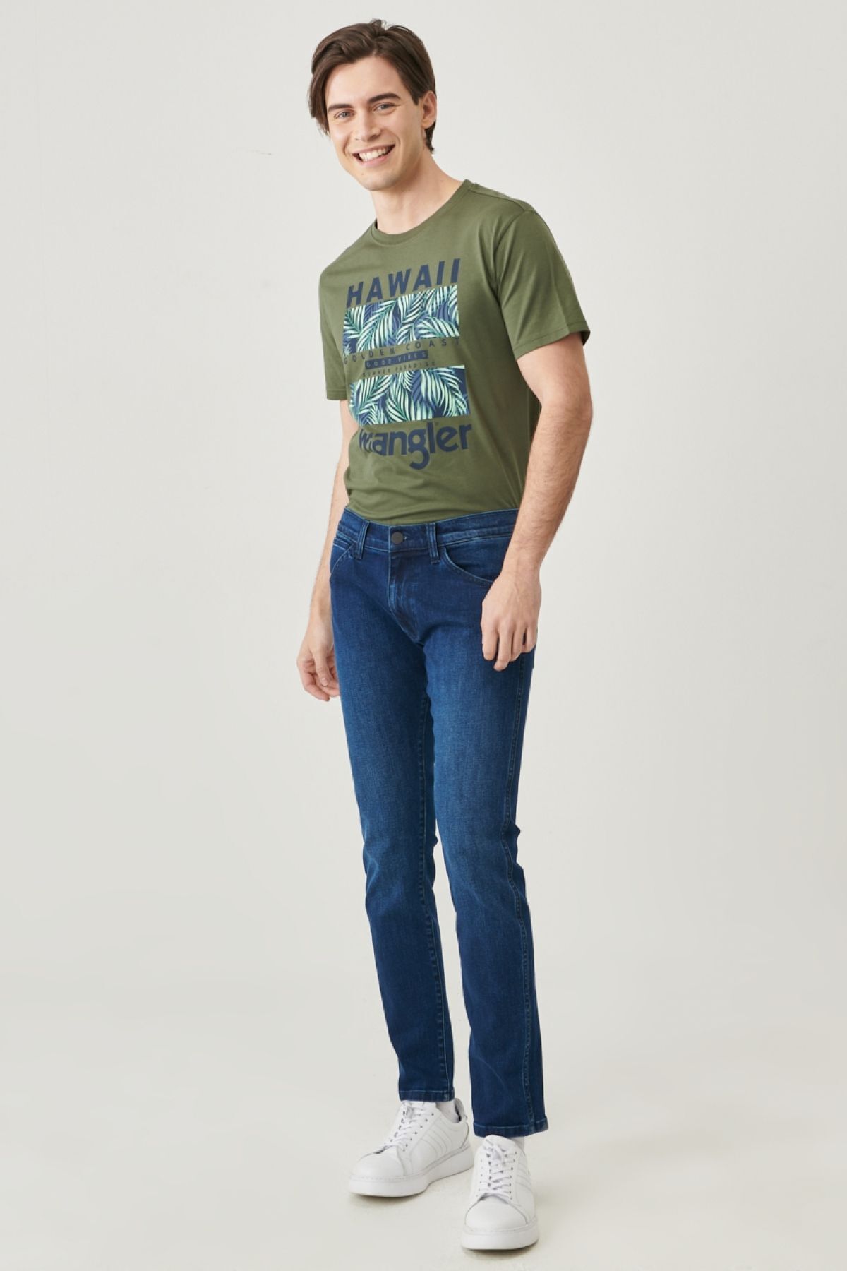 شلوار جین آبی مردانه پنبه ای اسکینی Wrangler