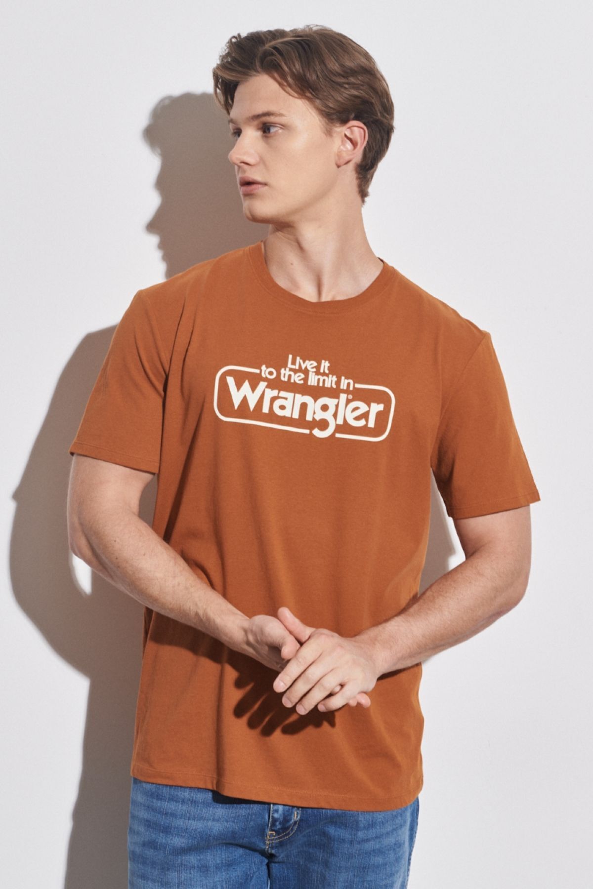 تی شرت چند رنگ مردانه معمولی مناسب برش طبیعی 100 ٪ دوچرخه پنبه ای yaka caramel t shirt Wrangler