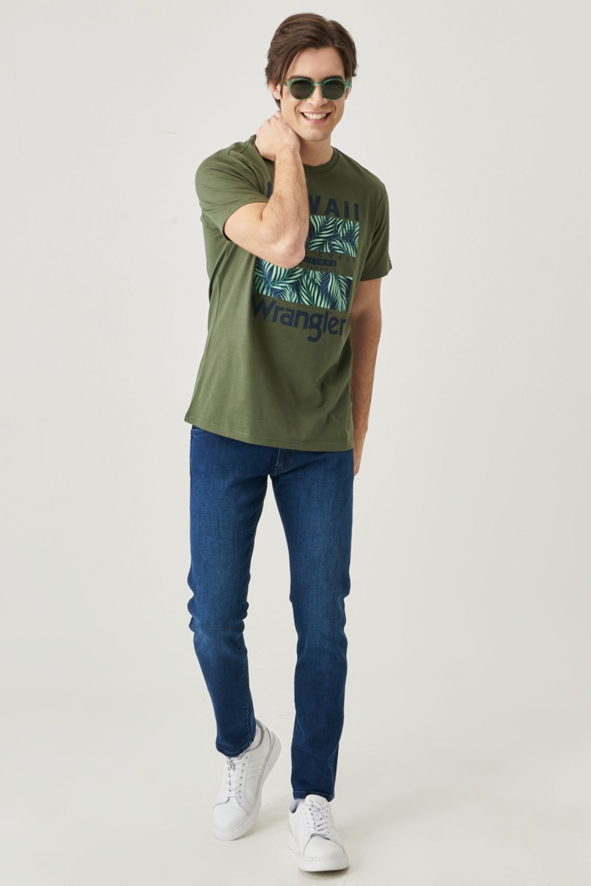 شلوار جین آبی مردانه پنبه ای اسکینی Wrangler
