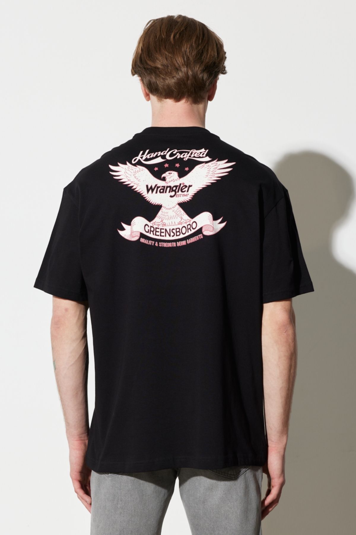 تی شرت مشکی مردانه لباس مناسب و راحت 100 ٪ یقه دوچرخه پنبه ای سیاه T shirt Wrangler