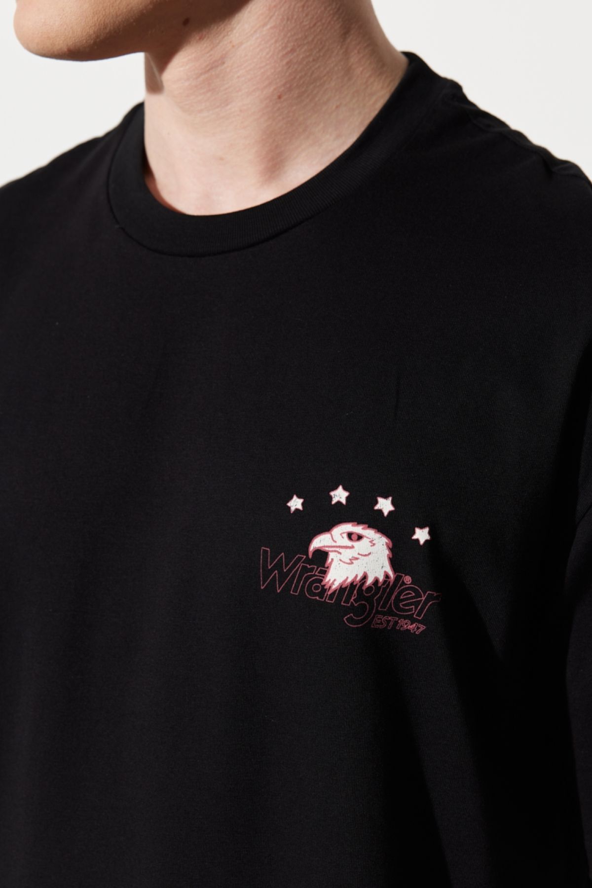 تی شرت مشکی مردانه لباس مناسب و راحت 100 ٪ یقه دوچرخه پنبه ای سیاه T shirt Wrangler