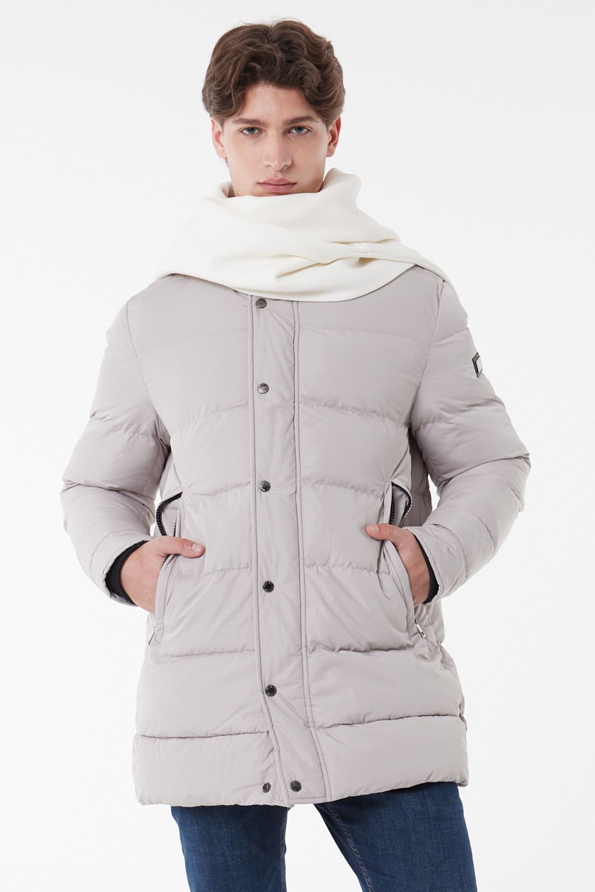 Lee-Standardní střih Regular Cut Stand Collar Off White Puffer Jacket 3