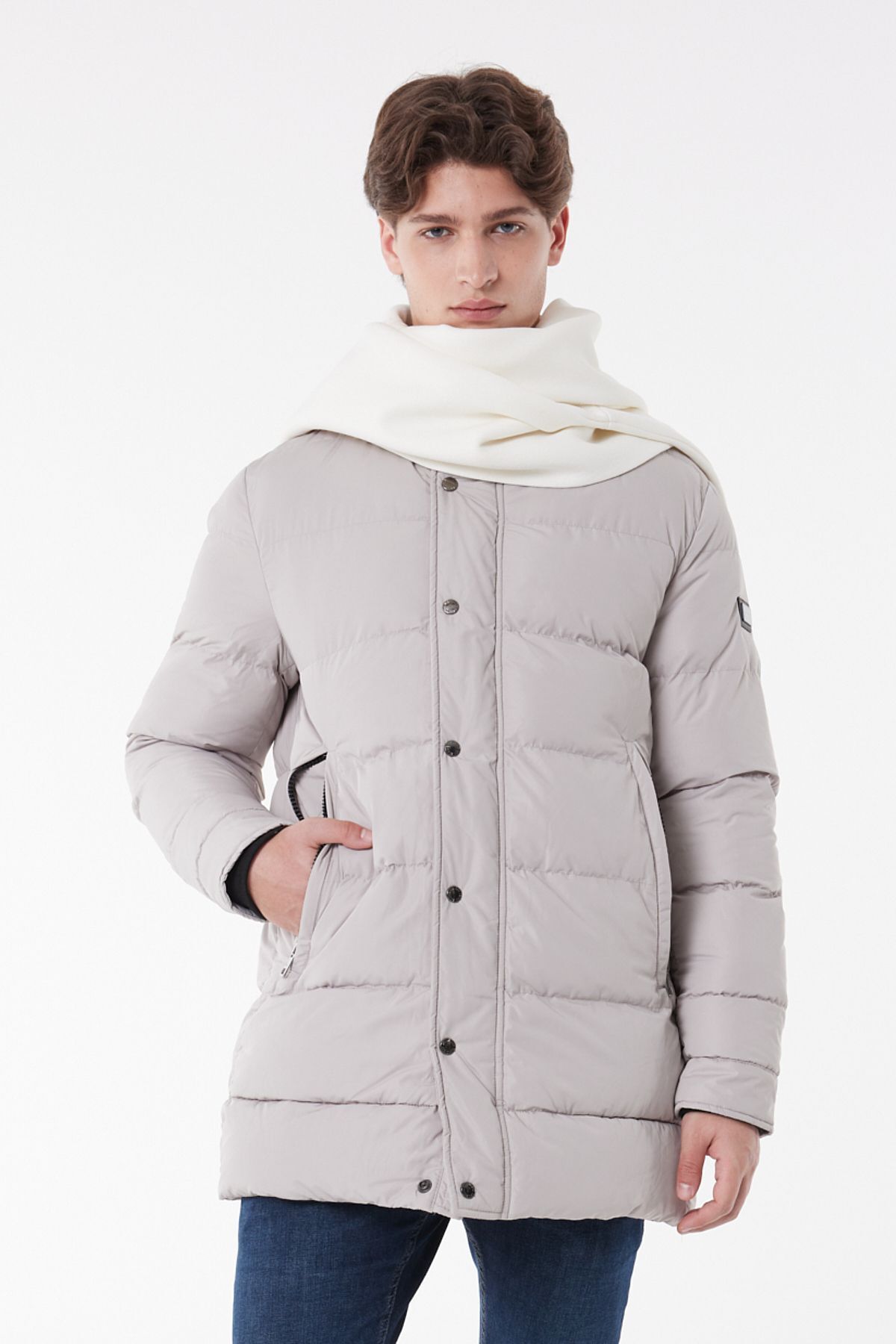 Lee-Standardní střih Regular Cut Stand Collar Off White Puffer Jacket 2
