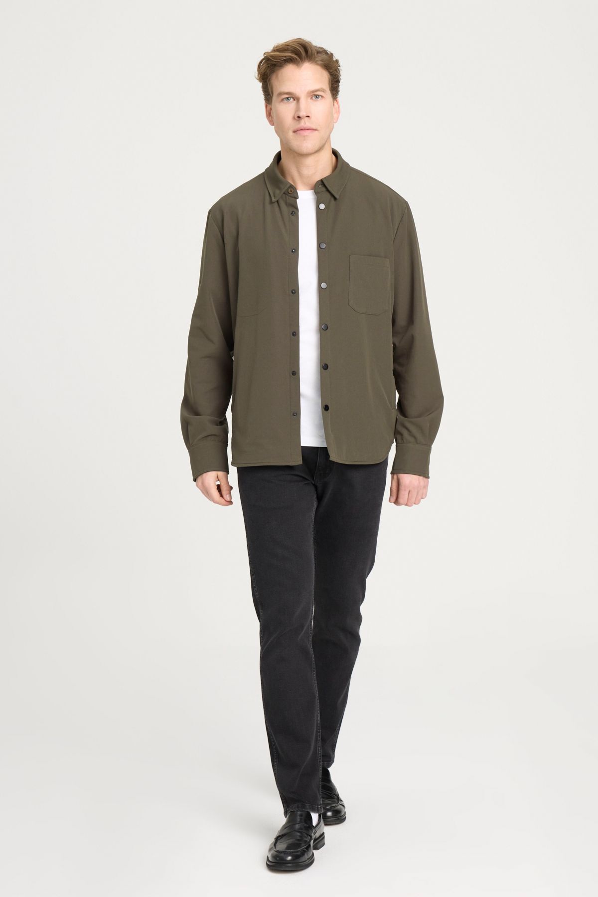 پیراهن / بلوز دکمه دار سبز مردانه ژاکت خاکی برش گاه به مناسب Wrangler