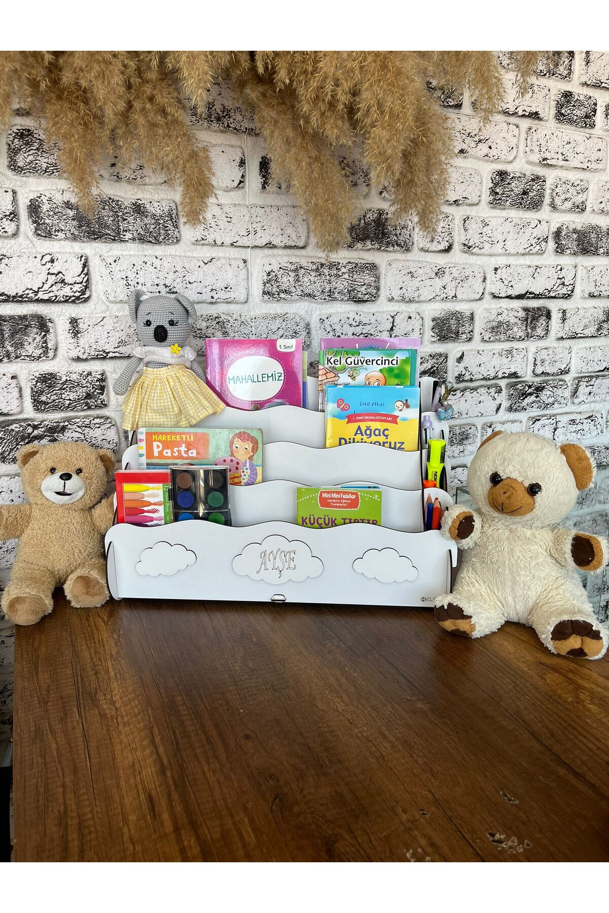 KLES Axel montessori Kalemlikli Kitaplık , organizer Masa Düzenleyici 4 raf'lı Çocuk Kitaplığı fotoğrafı 5 (önizleme)